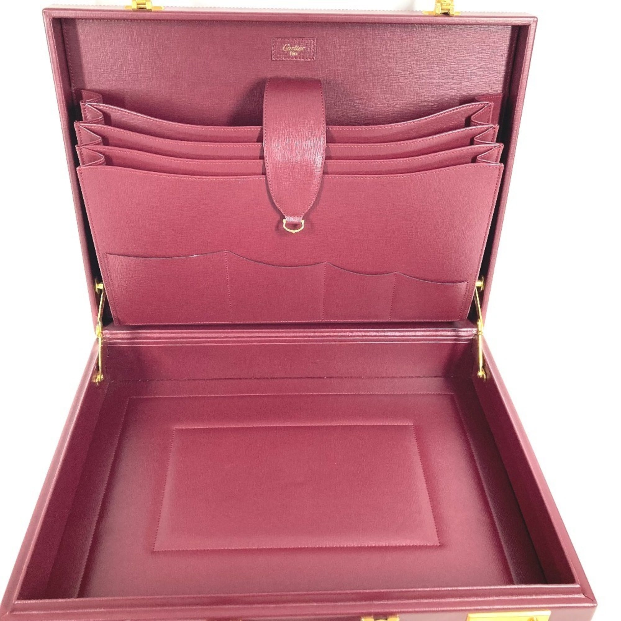 Cartier Wine Red Leather Handbag (Pre-Owned)