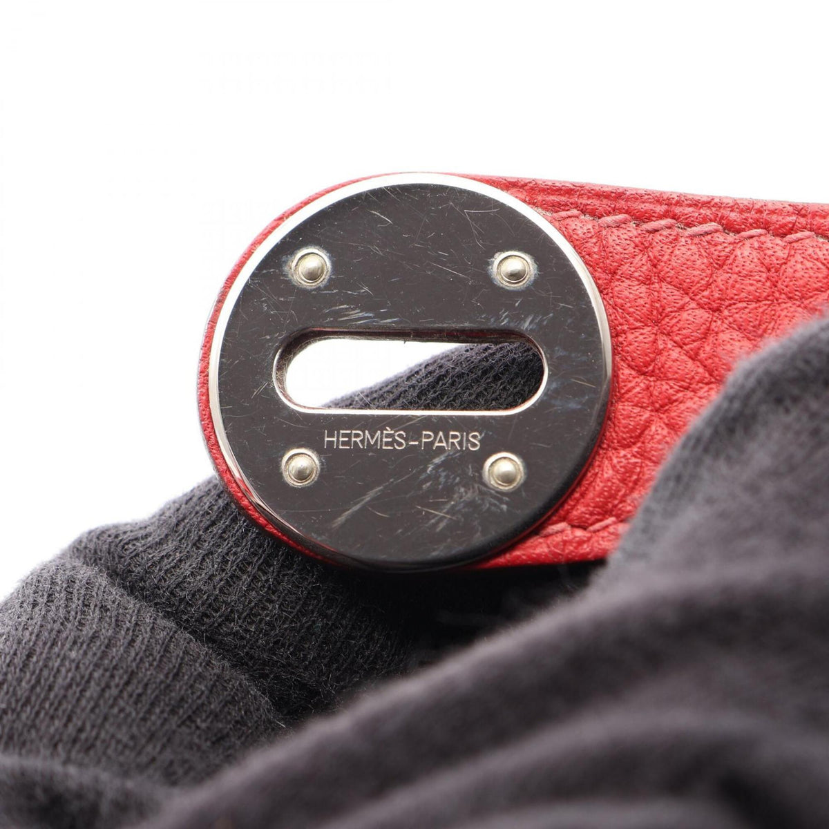 Hermes Red Color Taurillon Clemence Leather Handbag Shoulder Bag (Pre-Owned)