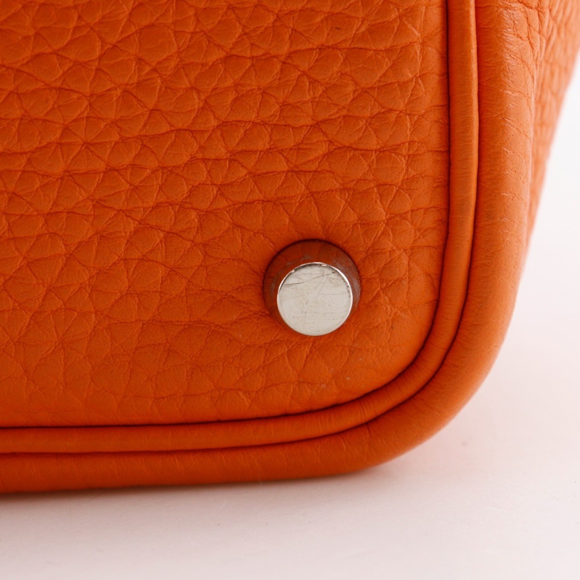 Hermes Orange Taurillon Clemence Leather Handbag (Pre-Owned)