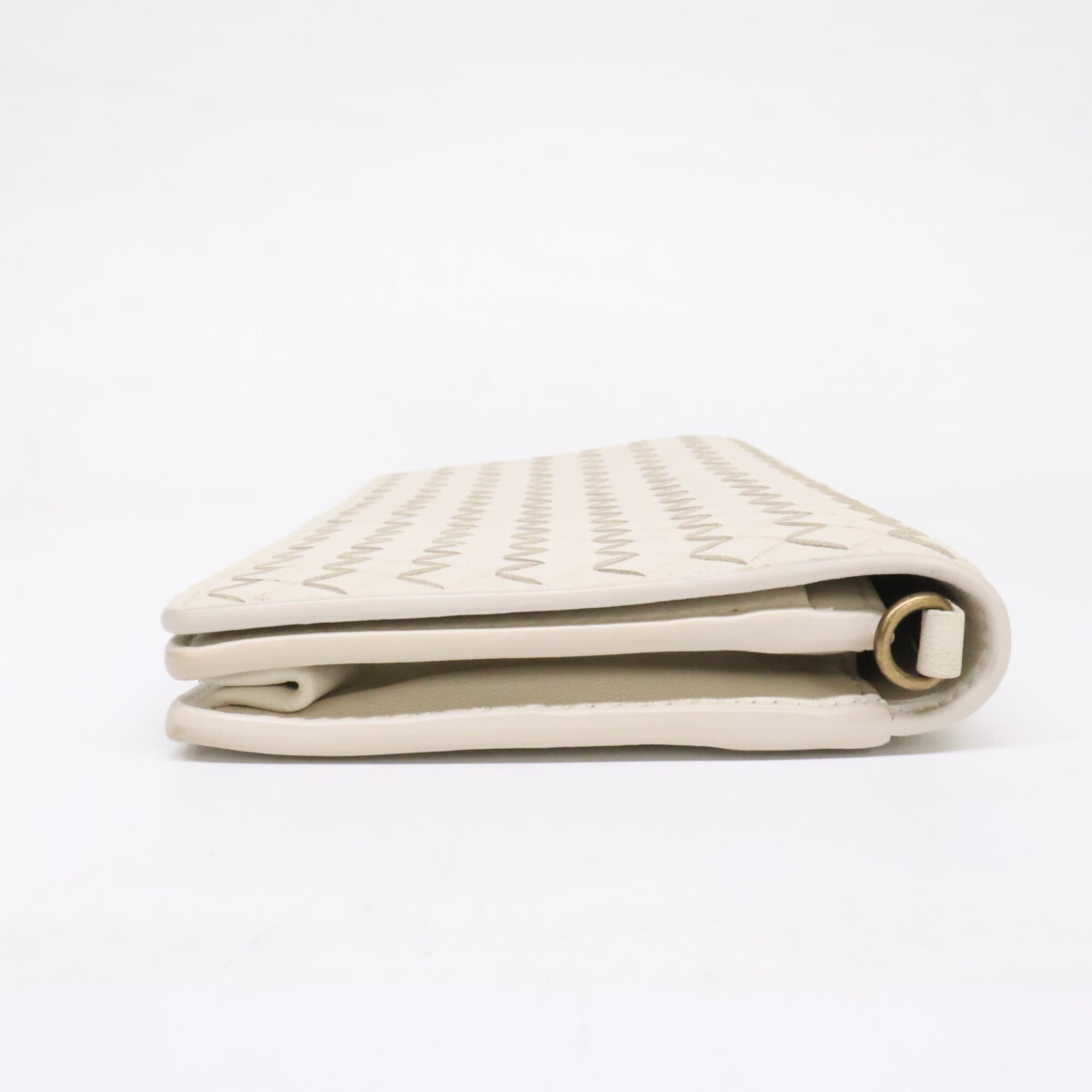 Bottega Veneta Ivory Leather Chain/Shoulder Wallet (Pre-Owned)