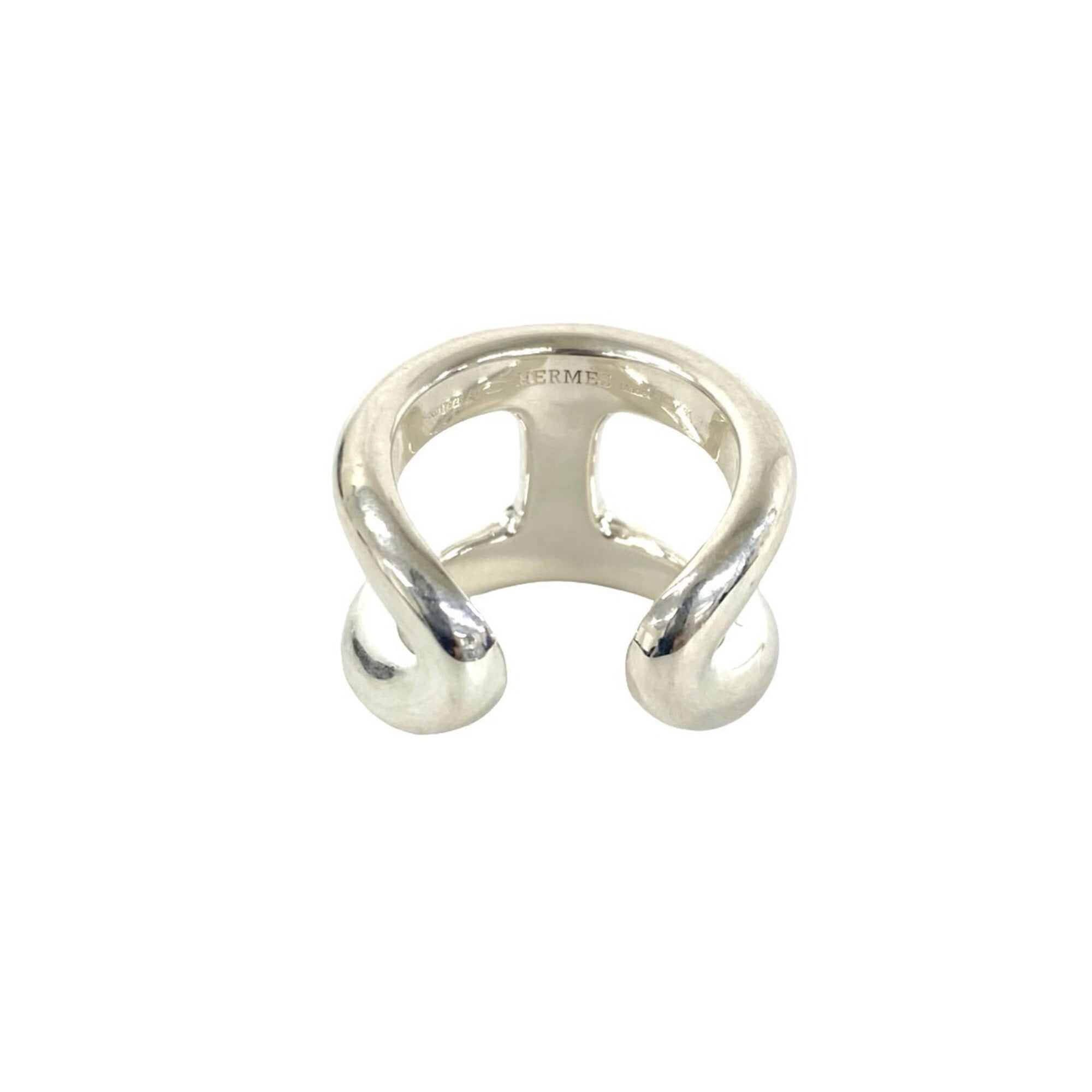 Hermes Silver Silver 925 Band Ring (Pre-Owned)