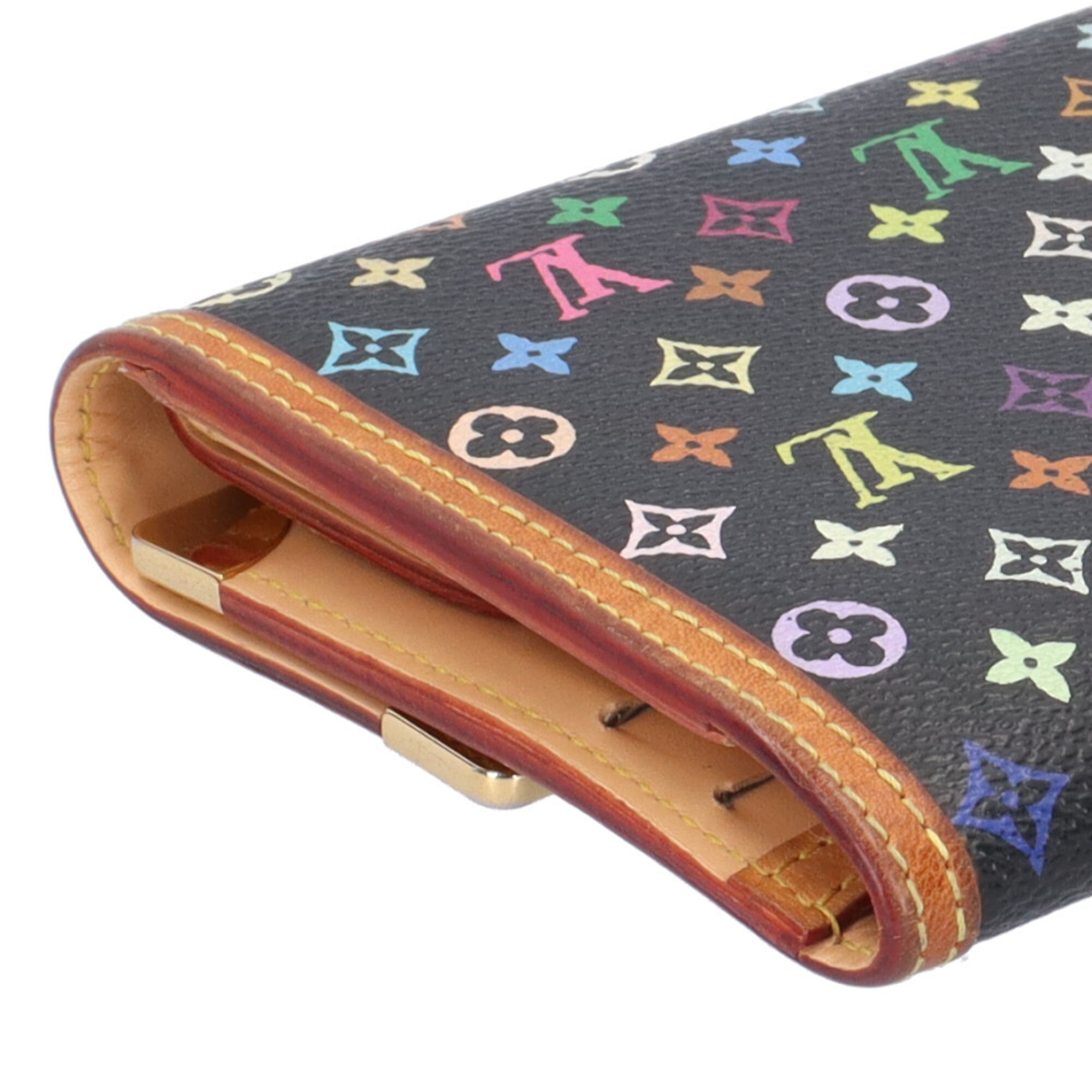 Louis Vuitton Black Noir Monogram Multicolore Long Wallet (Bi-Fold) (Pre-Owned)