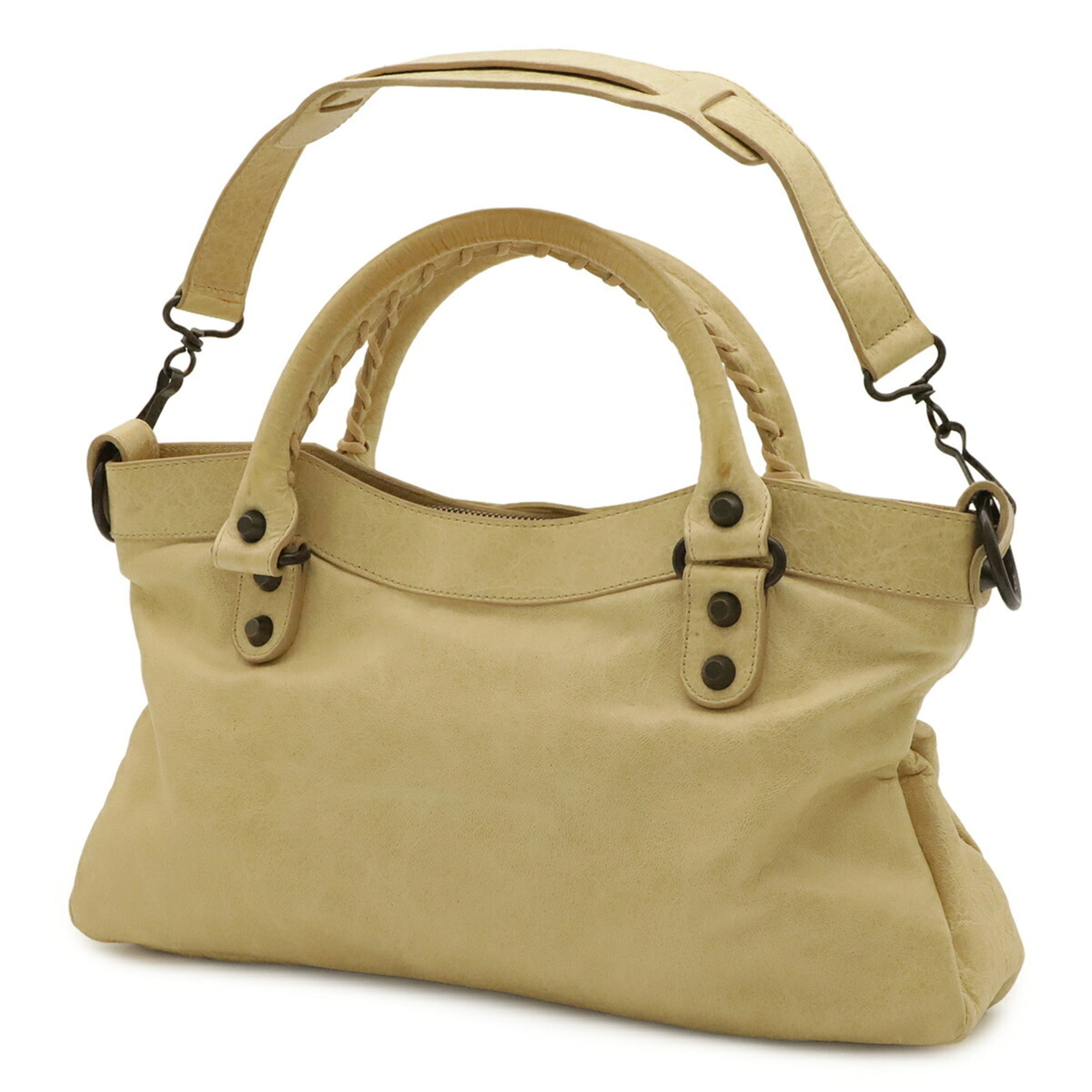 Balenciaga Cream Yellow Leather Handbag Shoulder Bag (Pre-Owned)