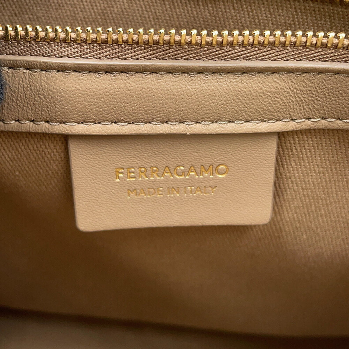 Salvatore Ferragamo Beige Fabric Handbag Tote Bag (Pre-Owned)