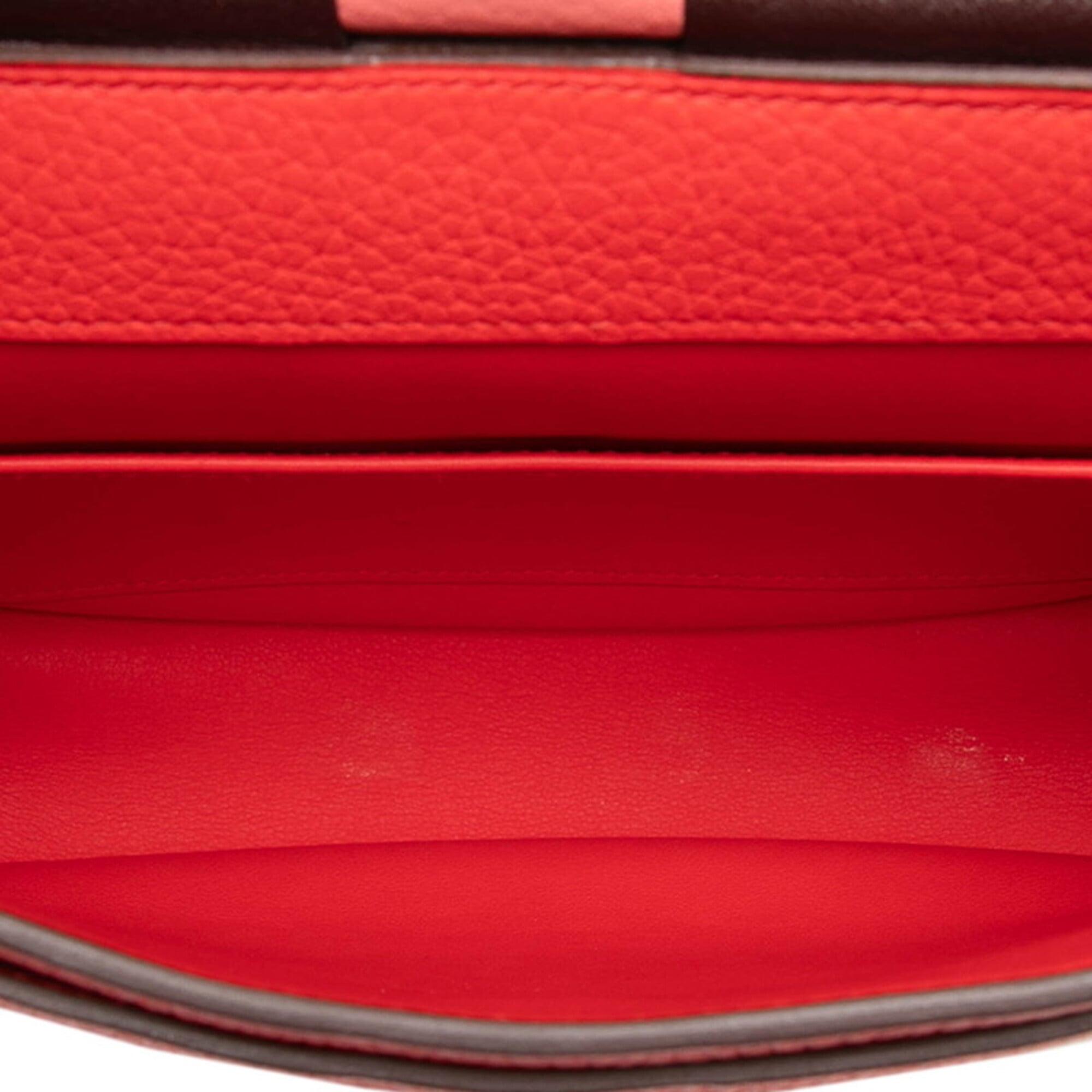 Hermes Red Color Taurillon Clemence Leather Shoulder Bag (Pre-Owned)