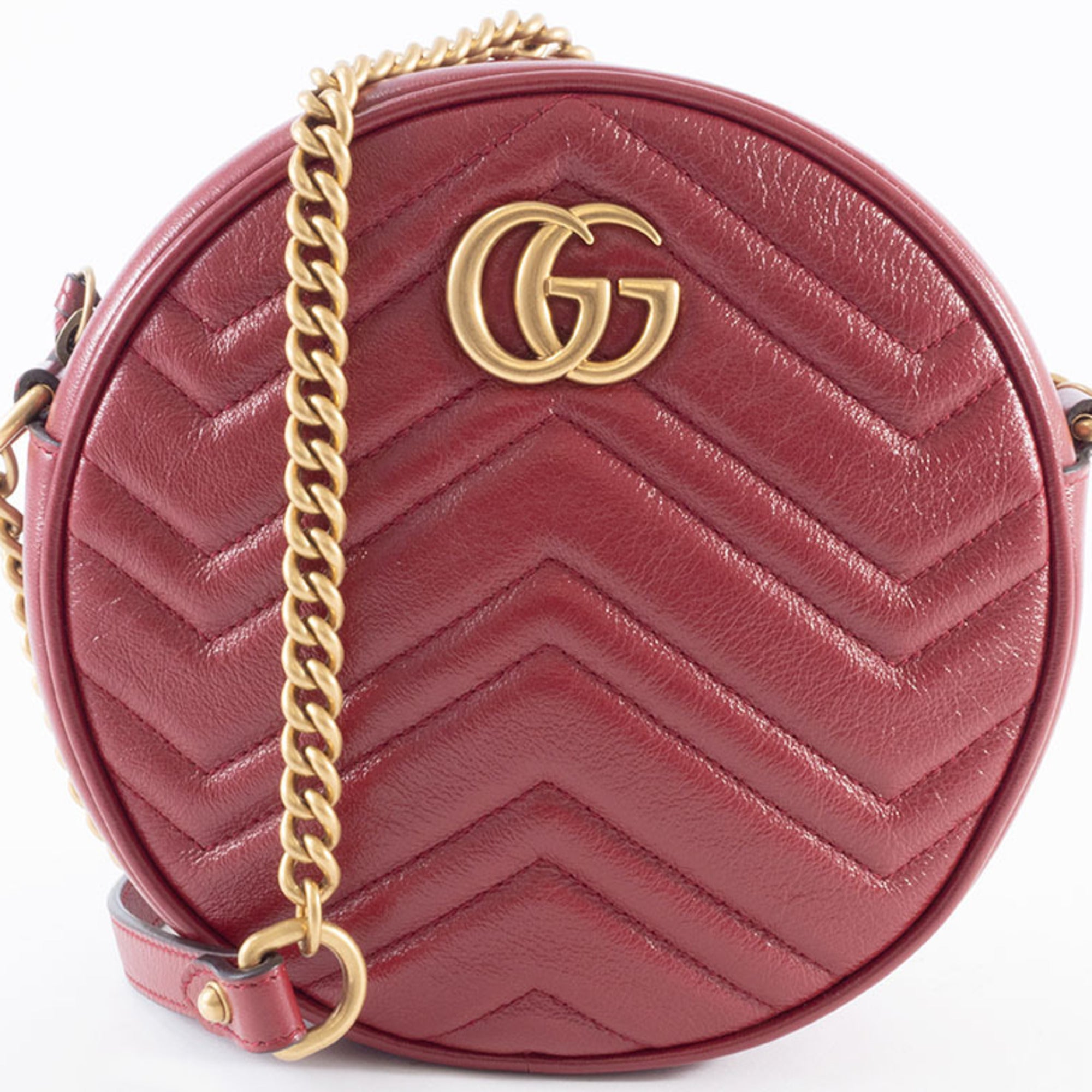 Gucci Red Color Leather Shoulder Bag (Pre-Owned)