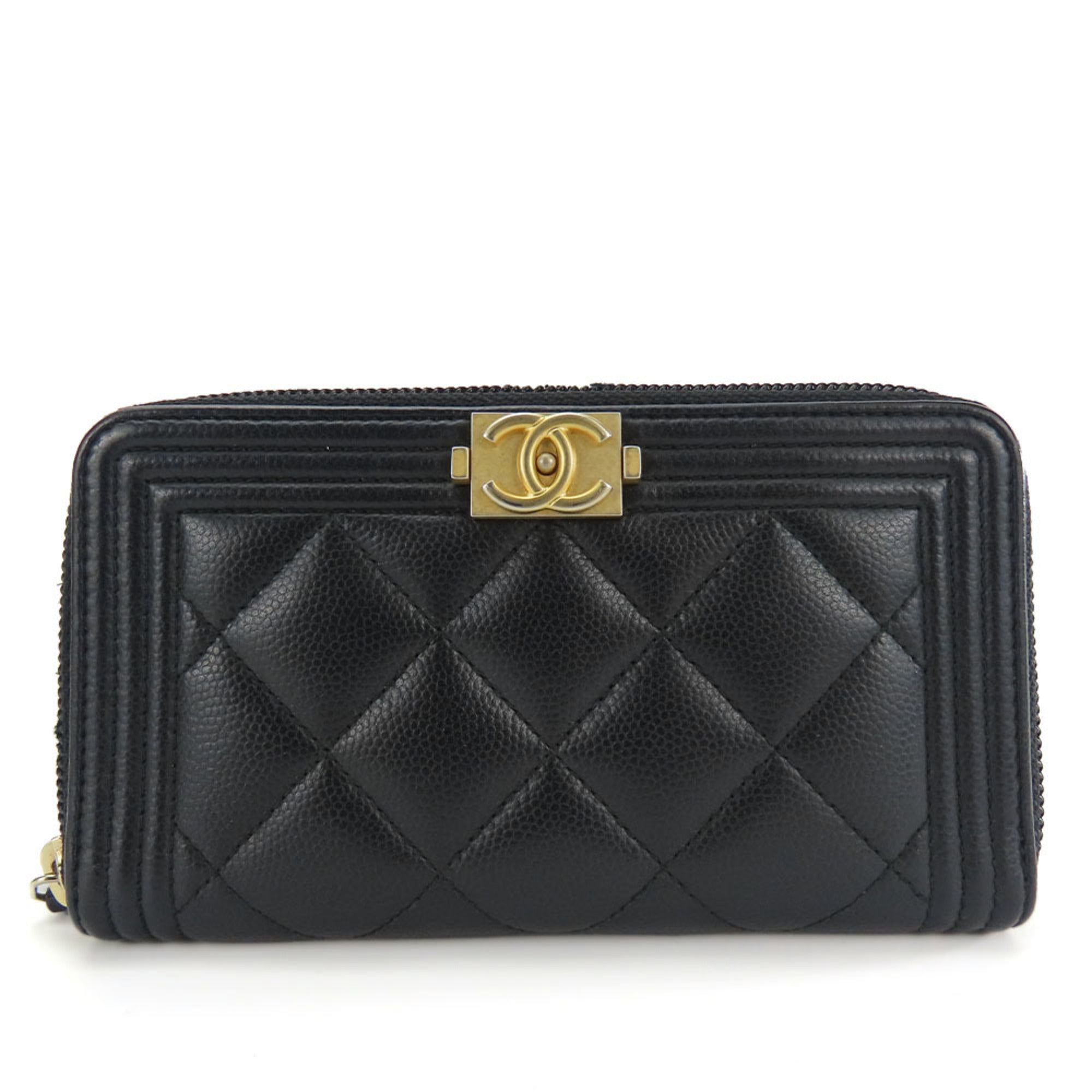 Chanel Black Grained Calfskin Coin Purse/Coin Case (Pre-Owned)