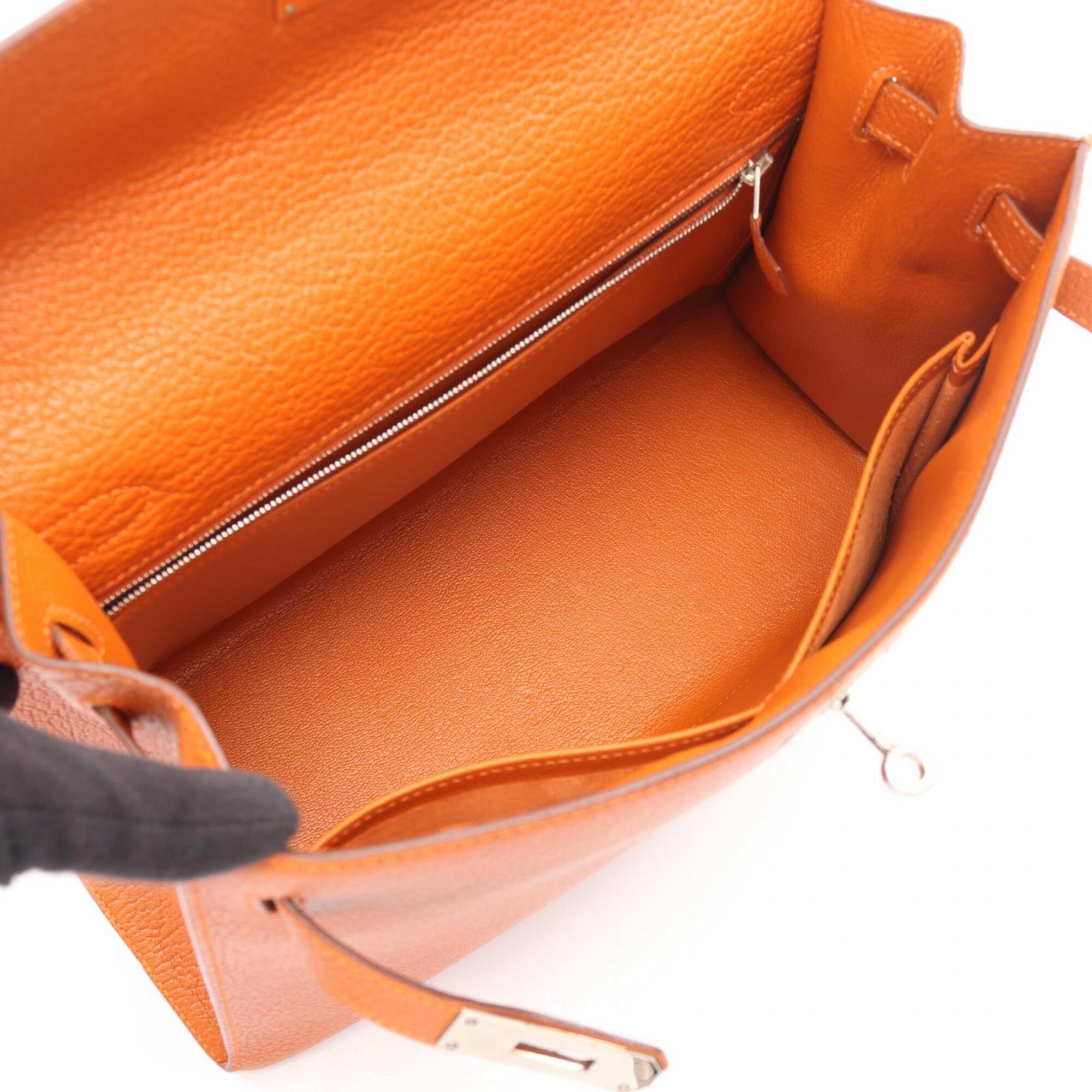 Hermes Orange Chevre Leather Handbag (Pre-Owned)