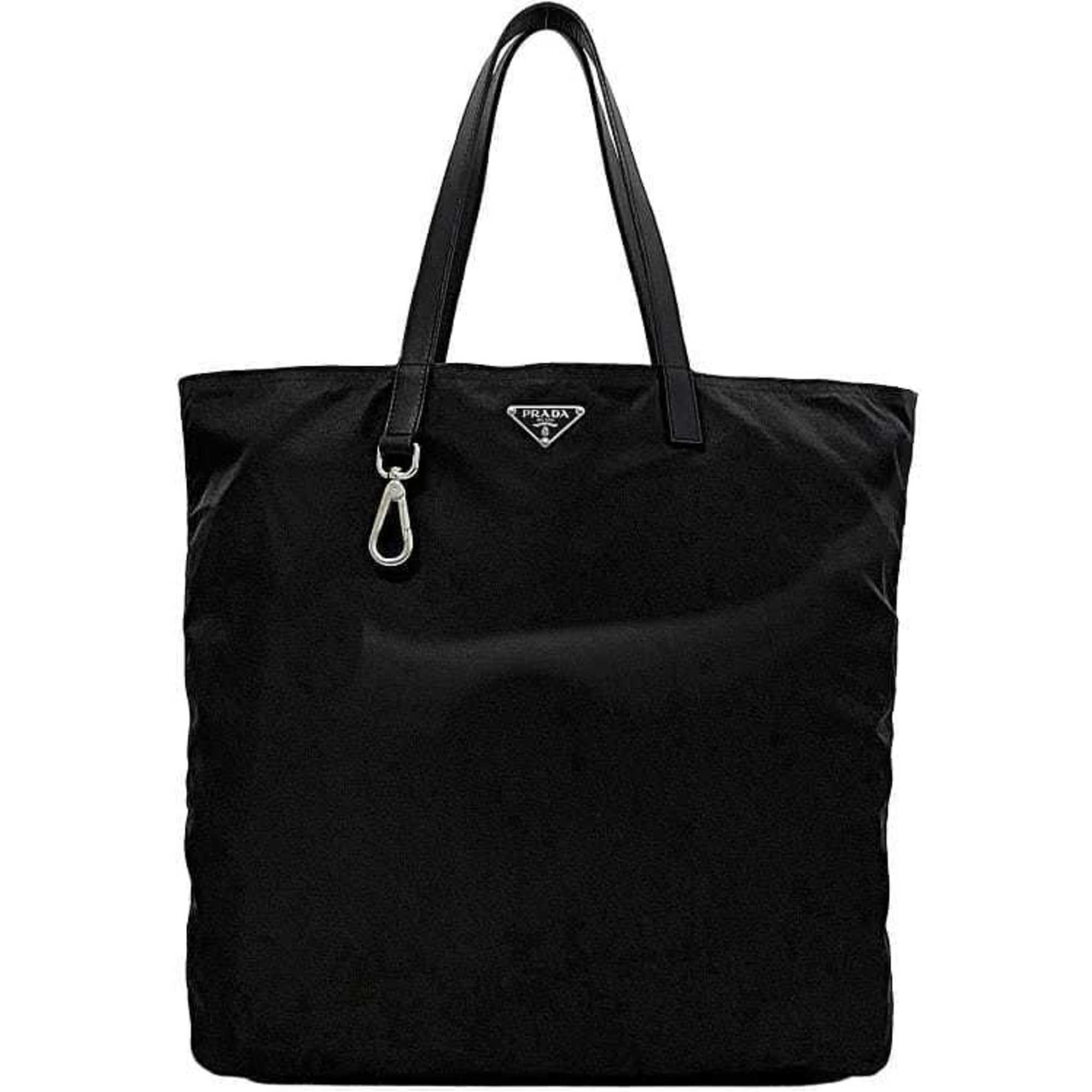 Prada Black Nero Nylon Leather Tote Bag (Pre-Owned)
