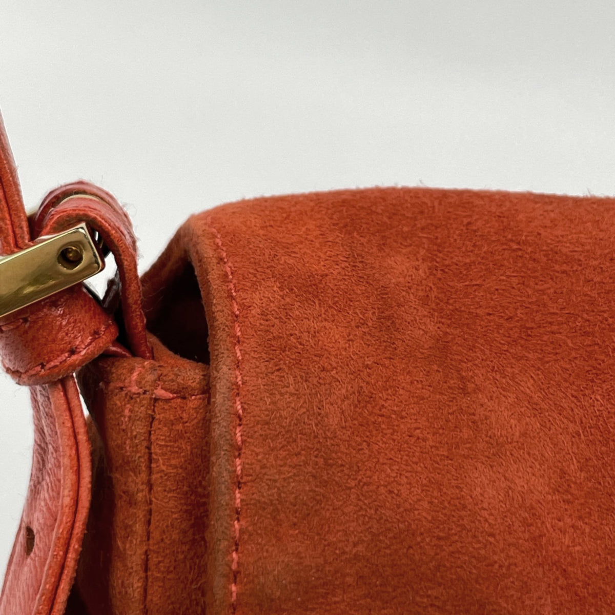Fendi Red Color Suede Leather Shoulder Bag (Pre-Owned)