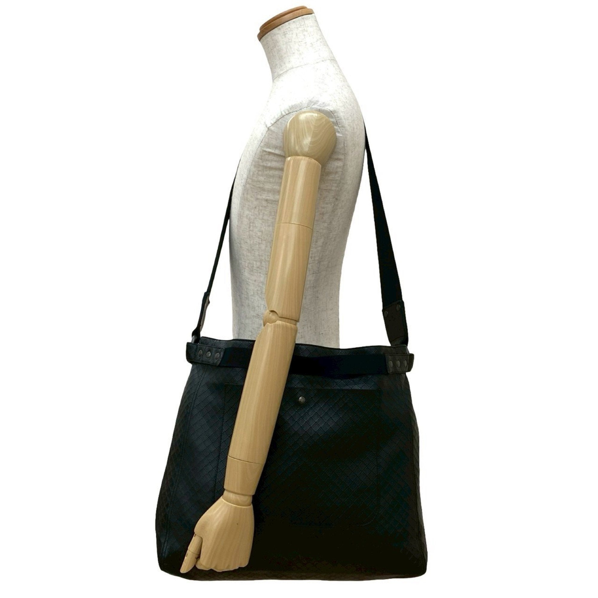 Bottega Veneta Black Leather Shoulder Bag Tote Bag (Pre-Owned)
