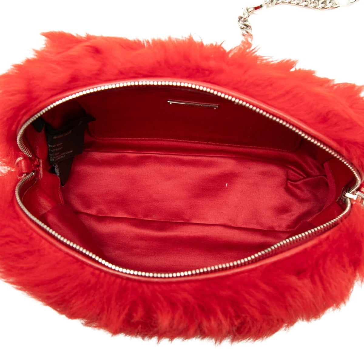 Miu Miu Red Color Fur Leather Shoulder Bag (Pre-Owned)