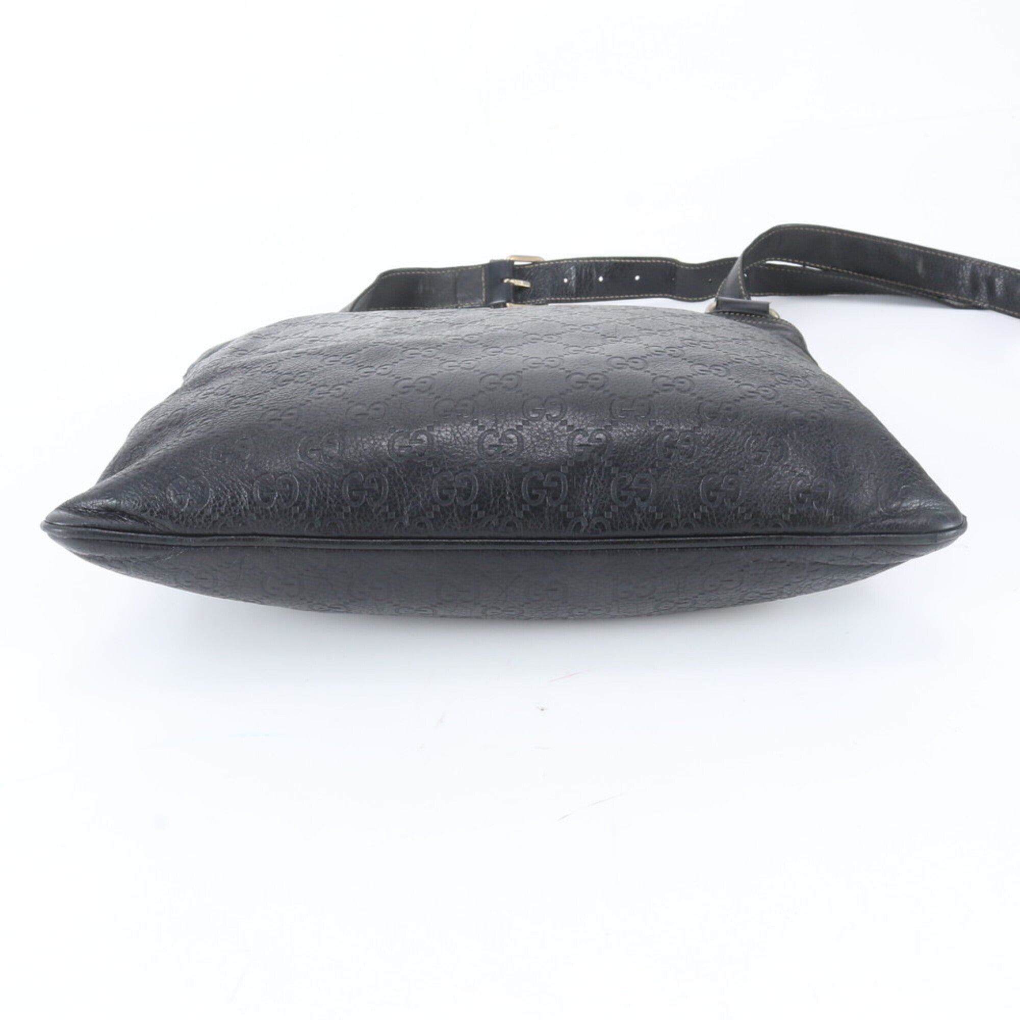 Gucci Black Leather Messenger Bag Shoulder Bag Tote Bag (Pre-Owned)