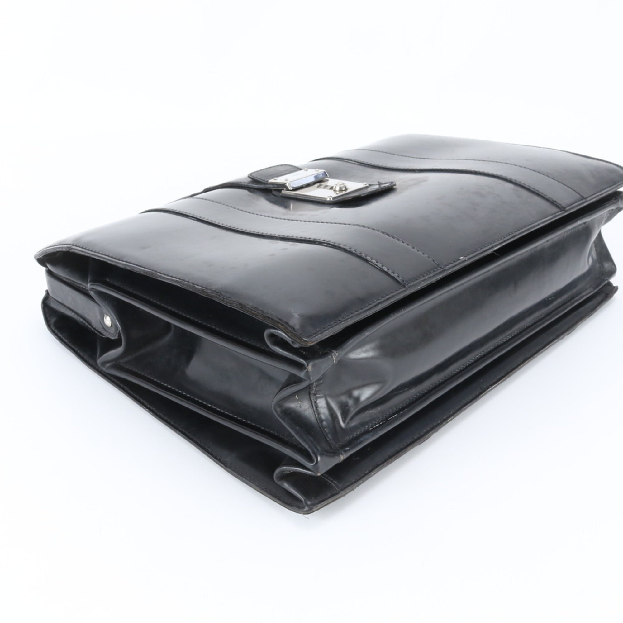 Gucci Black Leather Briefcase Handbag (Pre-Owned)