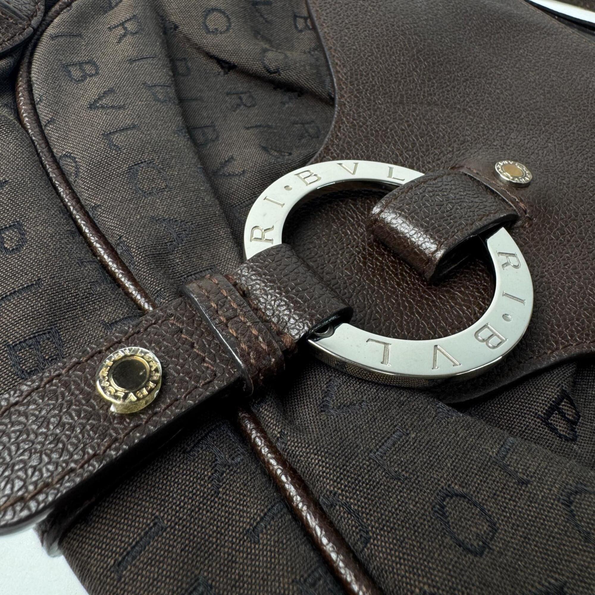 Bvlgari Brown Canvas Leather Shoulder Bag (Pre-Owned)