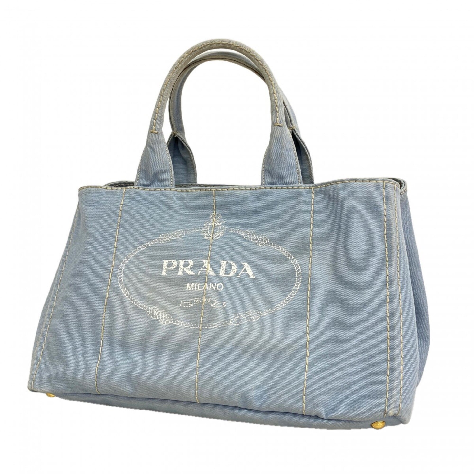 Prada Sky Blue Canvas Tote Bag (Pre-Owned)