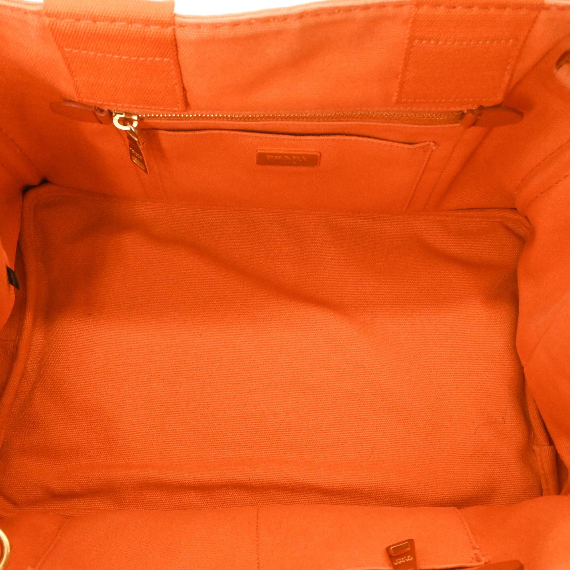 Prada Orange Canvas Handbag Shoulder Bag Tote Bag (Pre-Owned)