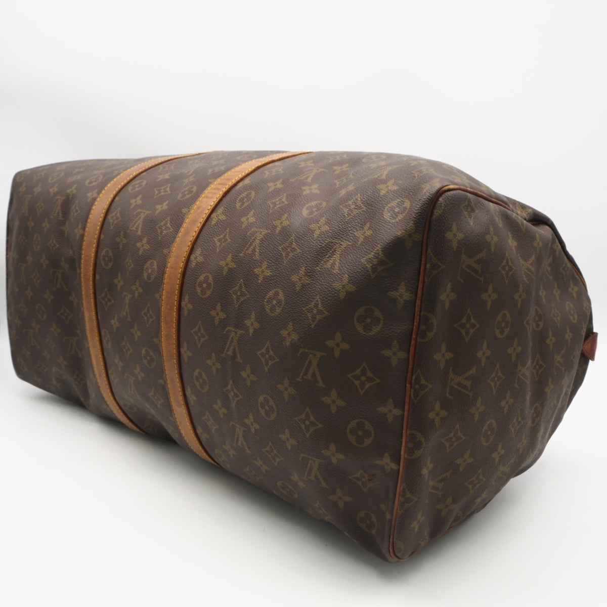 Louis Vuitton Beige Brown Coated Canvas Leather Boston Bag (Pre-Owned)