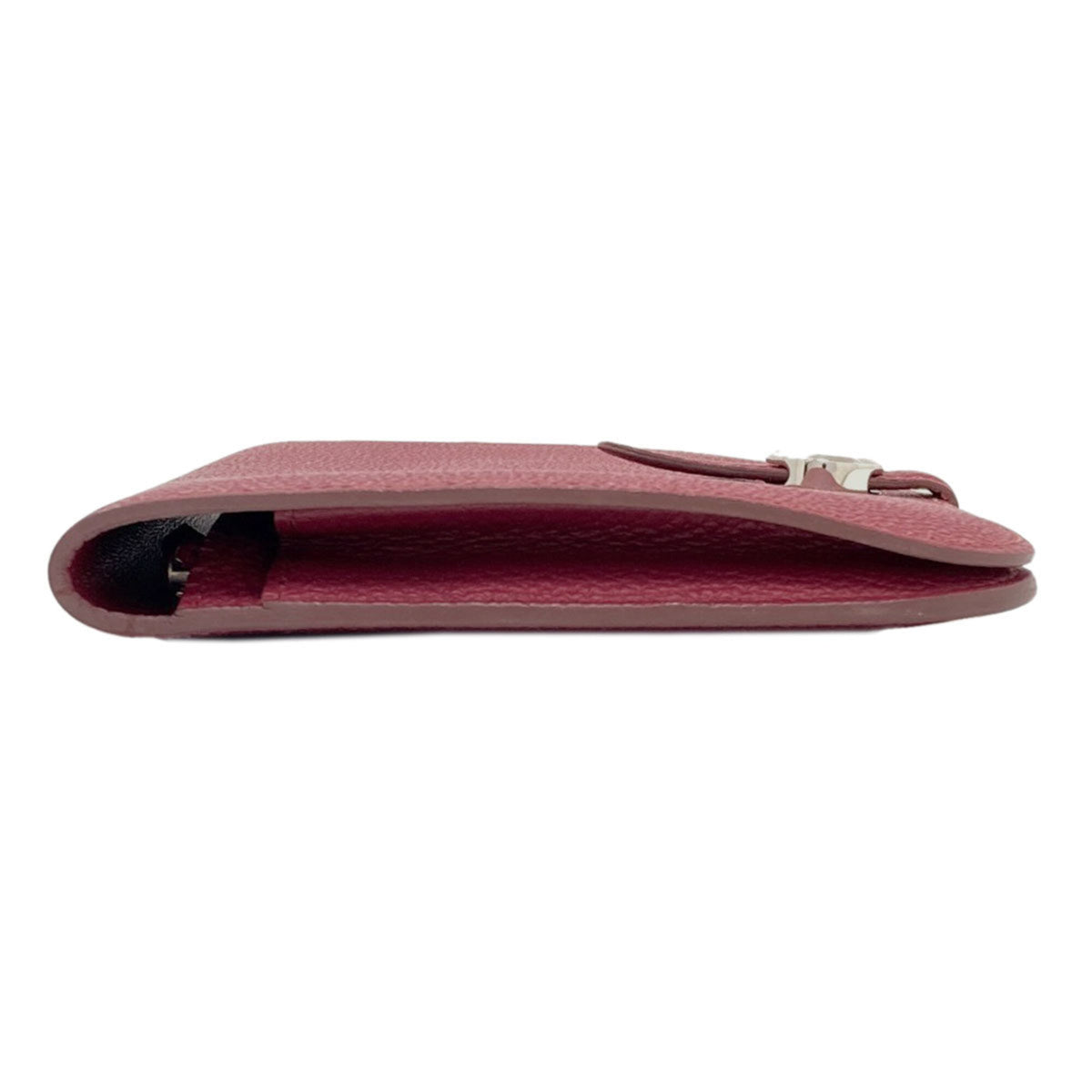Hermes Red Color Togo Leather Long Wallet (Bi-Fold) (Pre-Owned)