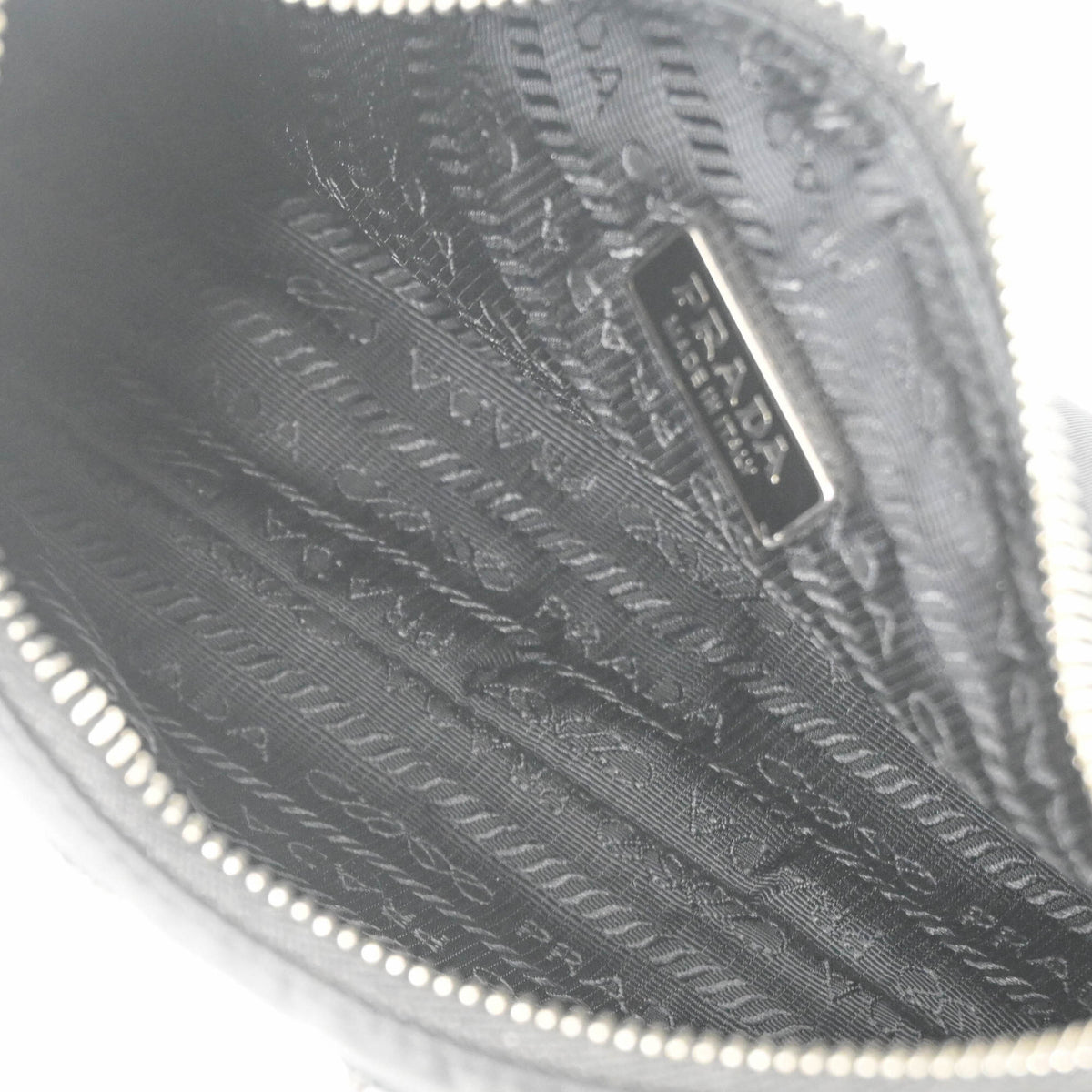 Prada Black Nylon Leather Spangles Handbag Shoulder Bag (Pre-Owned)