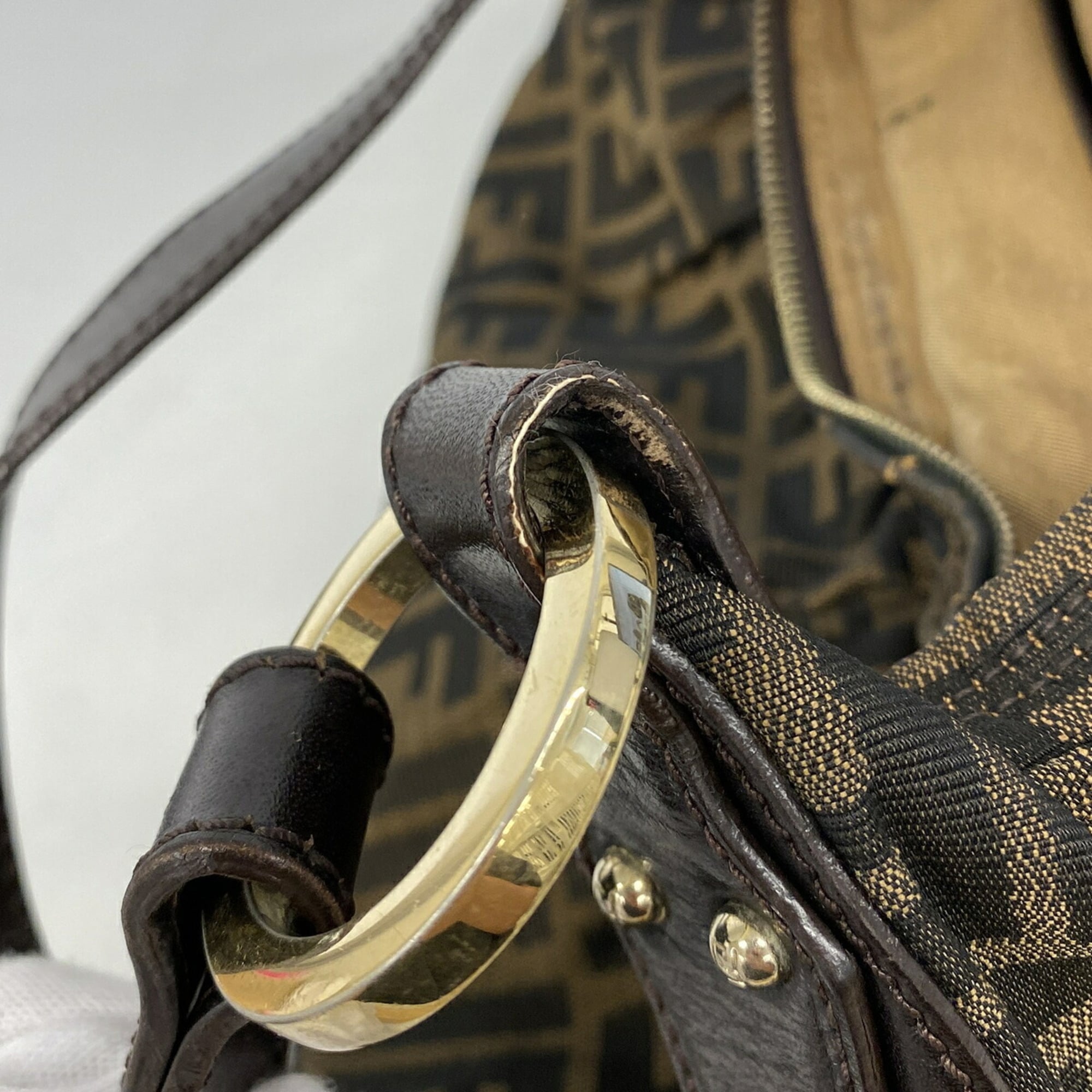 Fendi Brown Nylon Canvas Shoulder Bag (Pre-Owned)