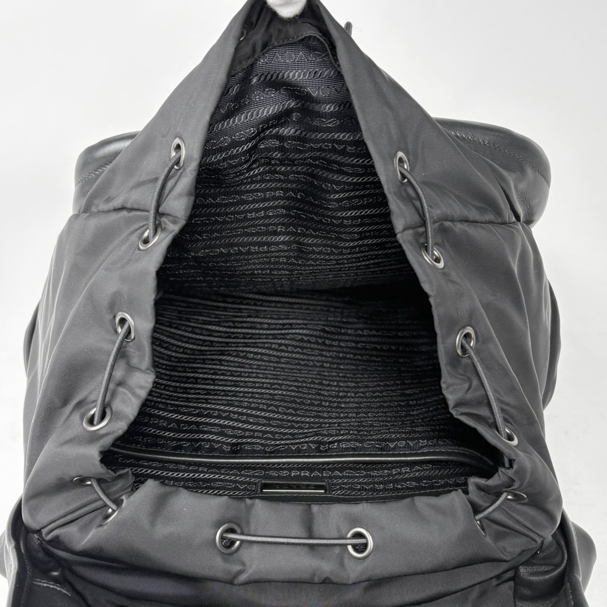 Prada Black Tessuto Leather Backpack (Pre-Owned)