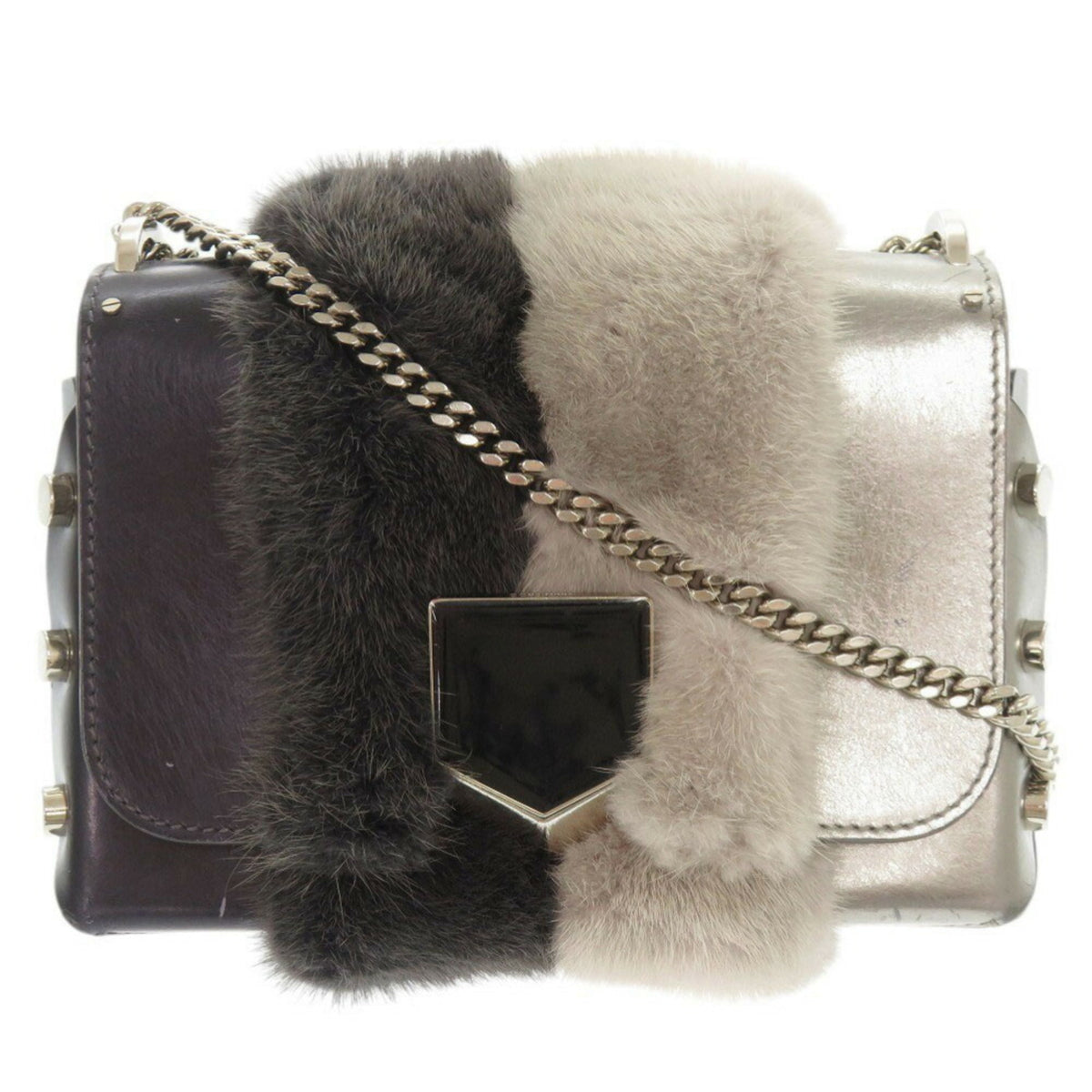 Jimmy Choo Gray Silver Leather Shoulder Bag (Pre-Owned)