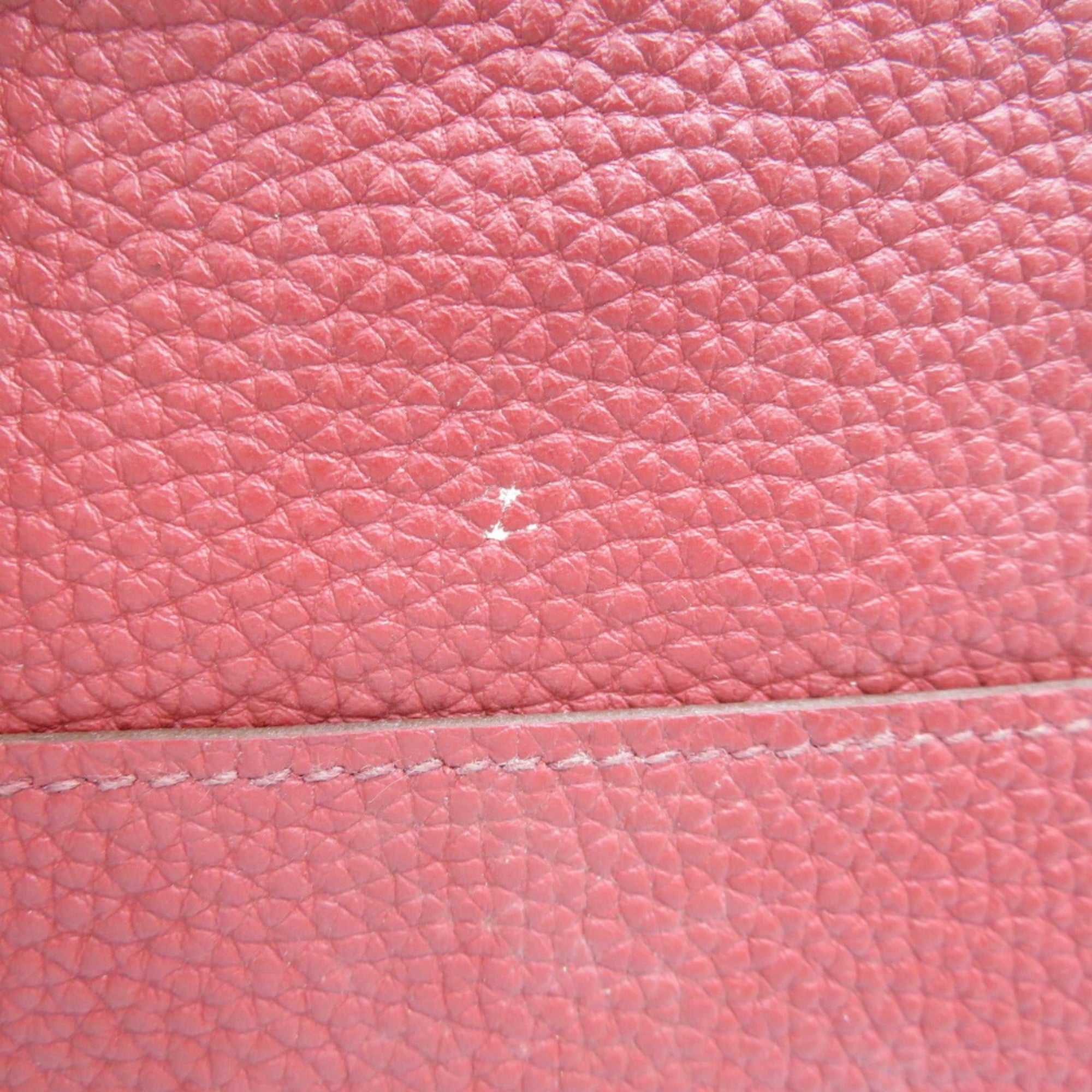Hermes Red Color Togo Leather Long Wallet (Bi-Fold) (Pre-Owned)