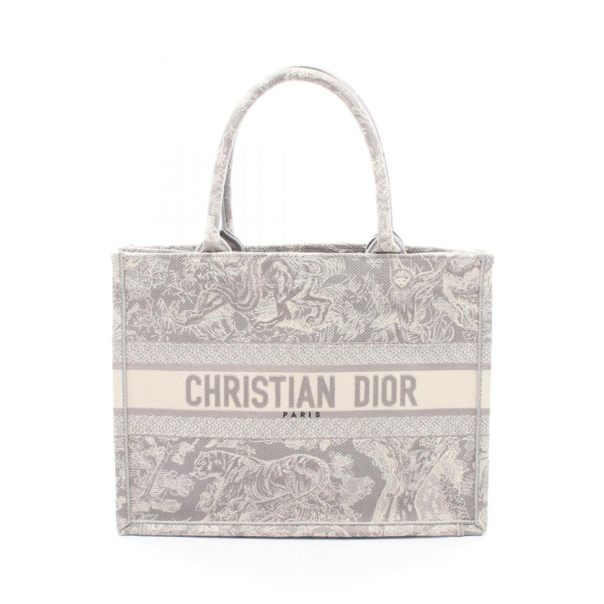 Christian Dior Gray White Canvas Handbag Tote Bag (Pre-Owned)