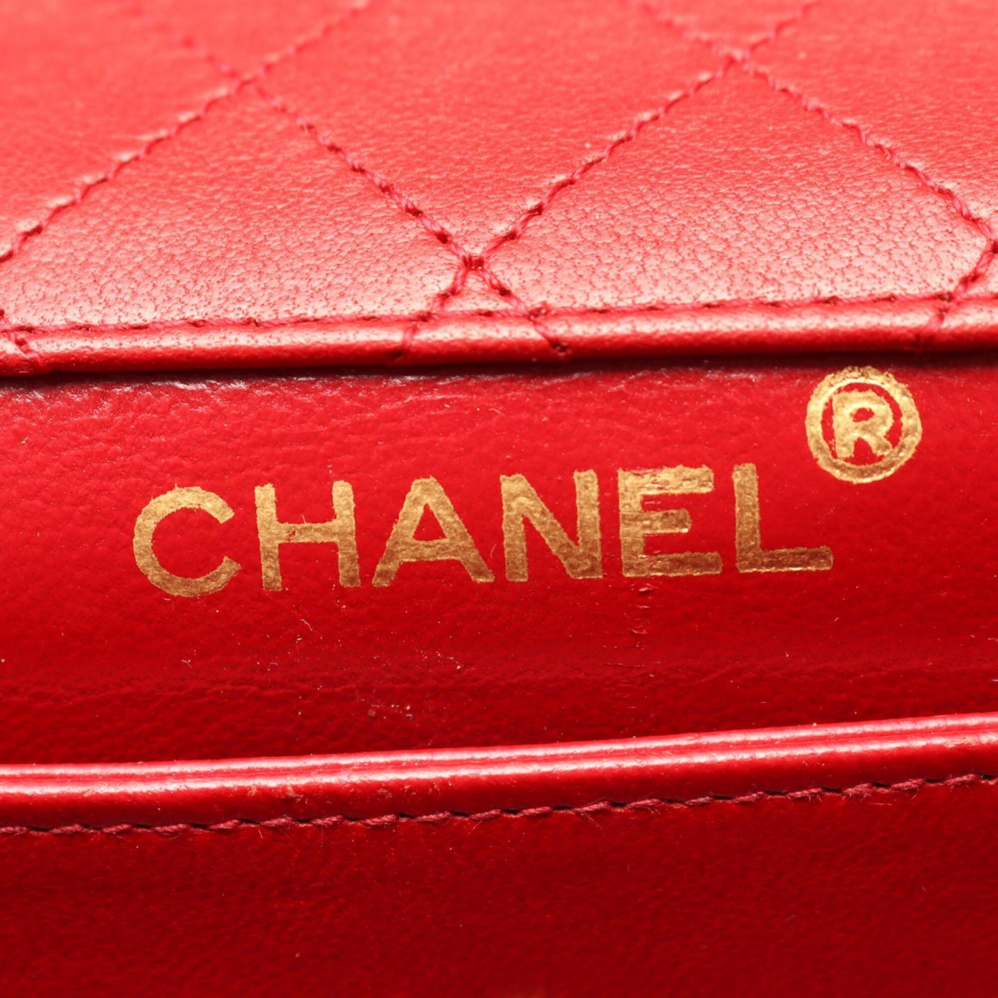 Chanel 2.55 Navy Red Color Leather Handbag Shoulder Bag (Pre-Owned)