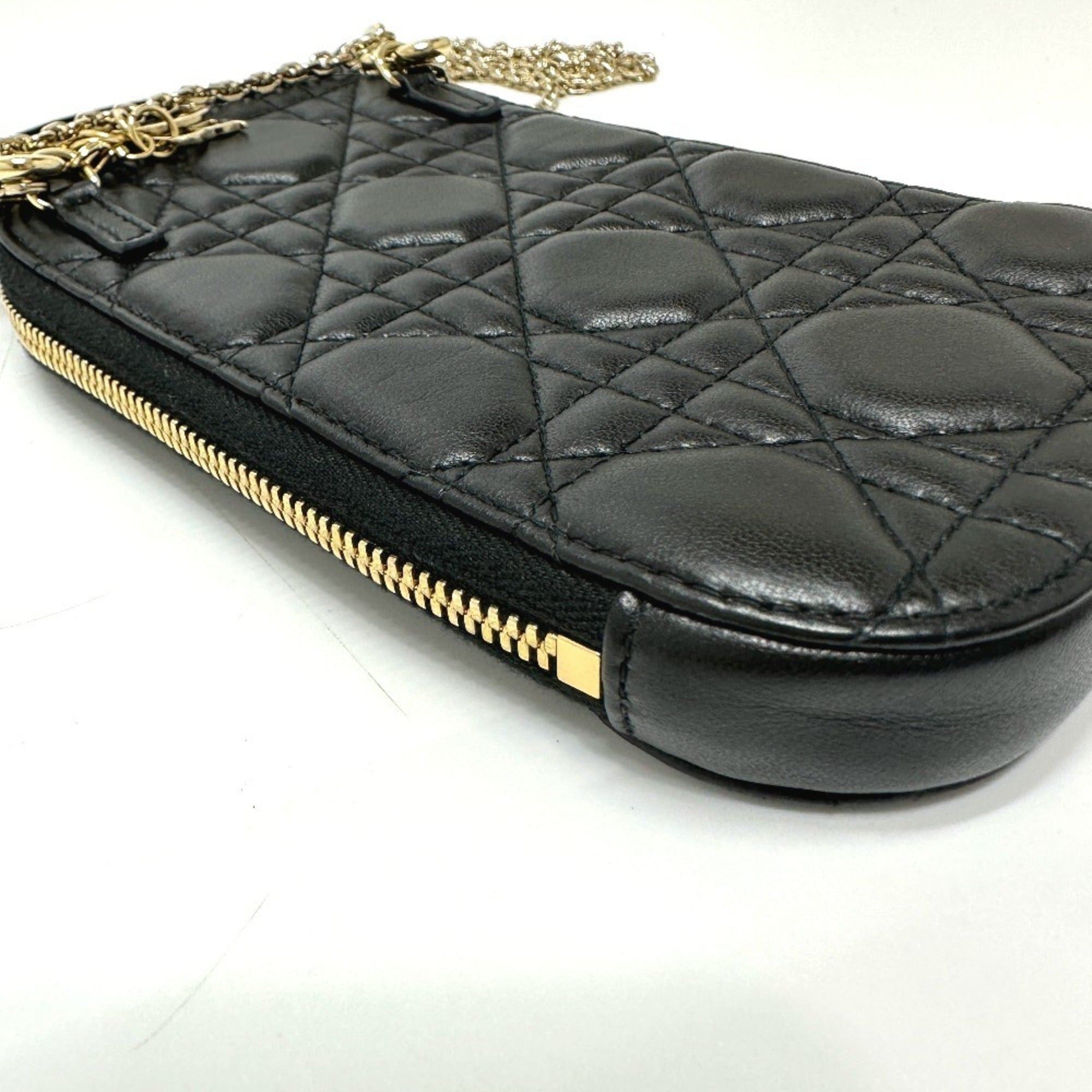 Christian Dior Cannage/Lady Dior Black Leather Shoulder Bag (Pre-Owned)