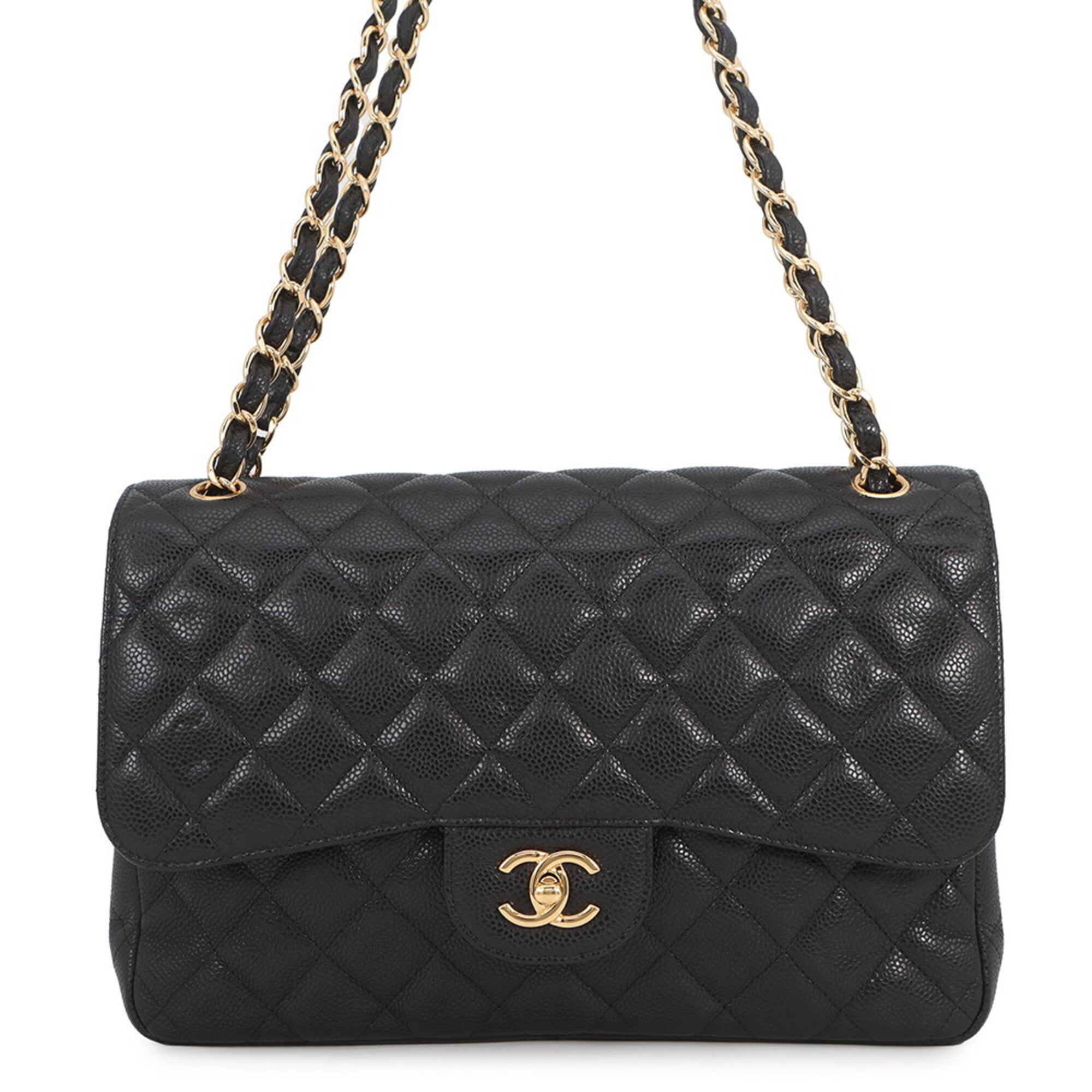Chanel Black Grained Calfskin Handbag Shoulder Bag (Pre-Owned)
