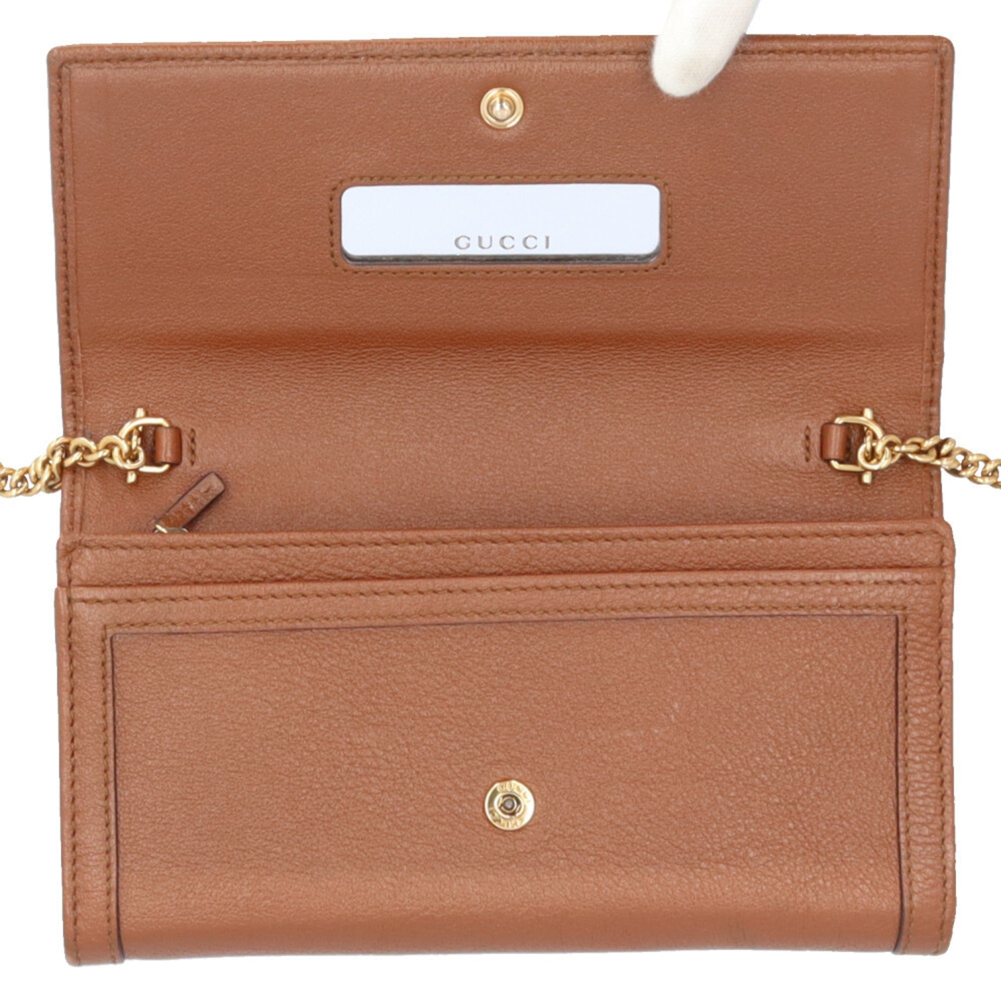 Gucci Brown Leather Chain/Shoulder Wallet (Pre-Owned)