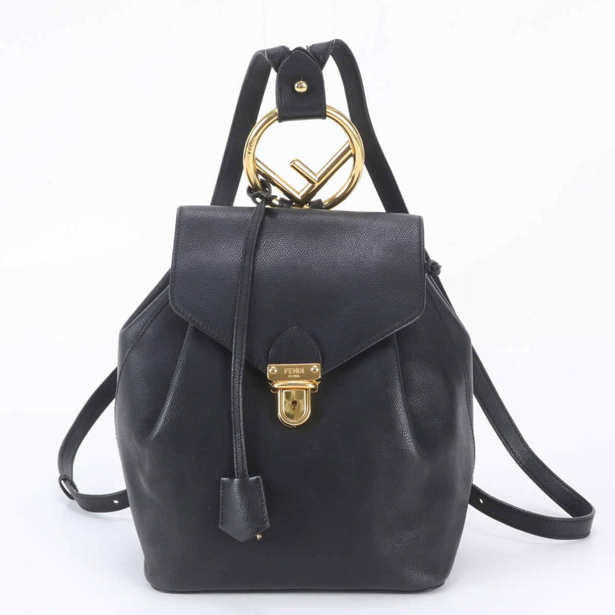 Fendi Black Leather Backpack Shoulder Bag (Pre-Owned)