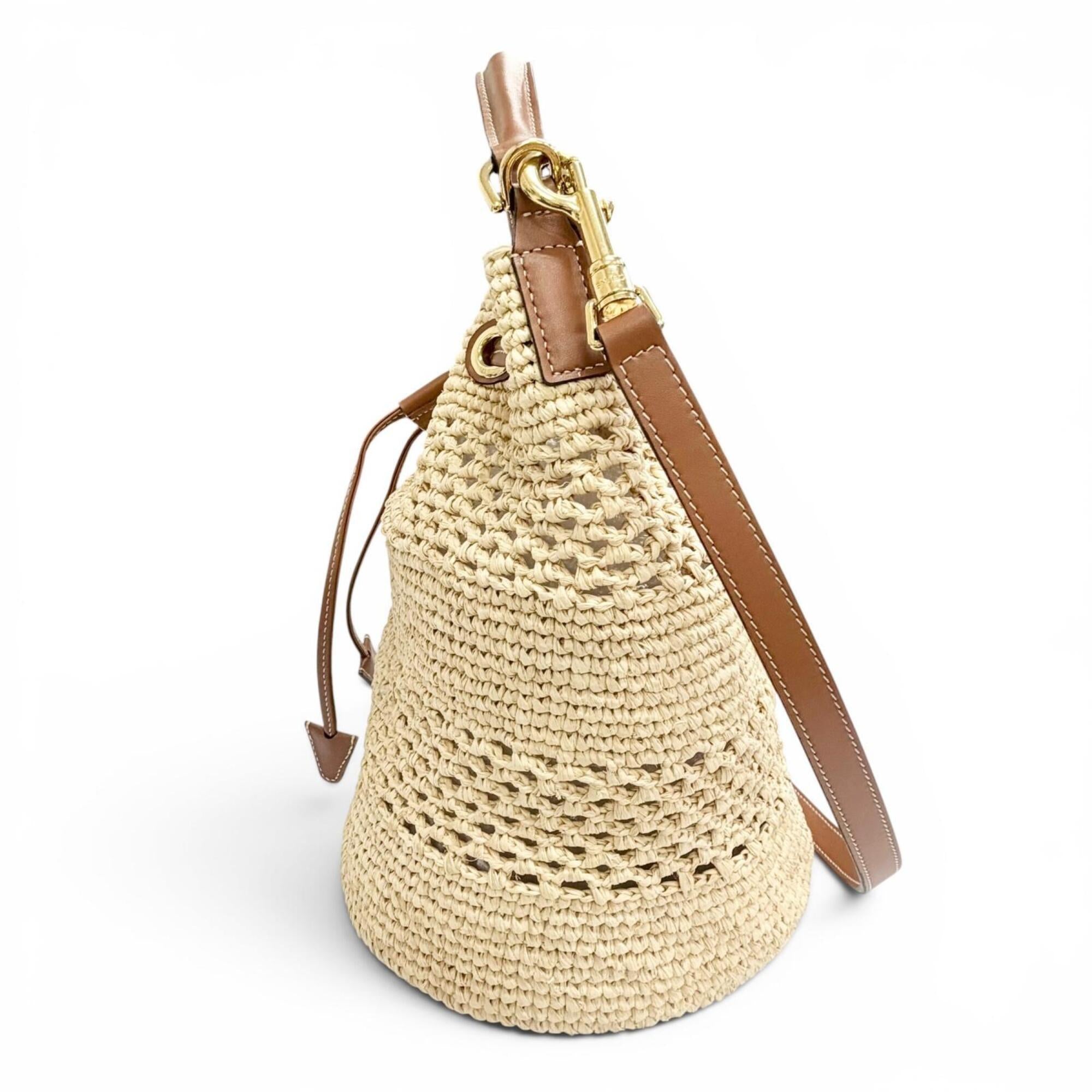 Celine Brown Raffia Leather Shoulder Bag (Pre-Owned)