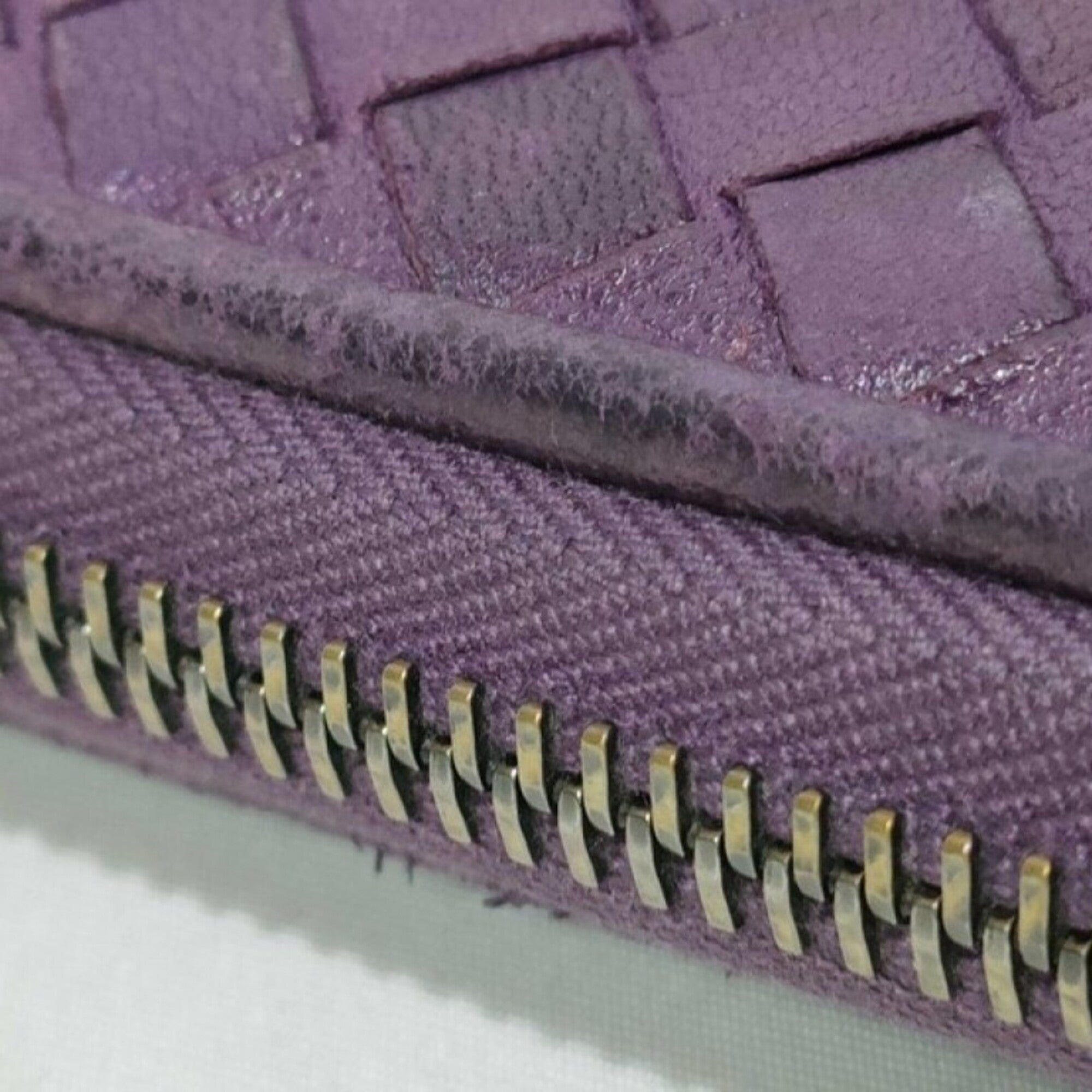Bottega Veneta Intrecciato Purple Leather Long Wallet (Bi-Fold) (Pre-Owned)