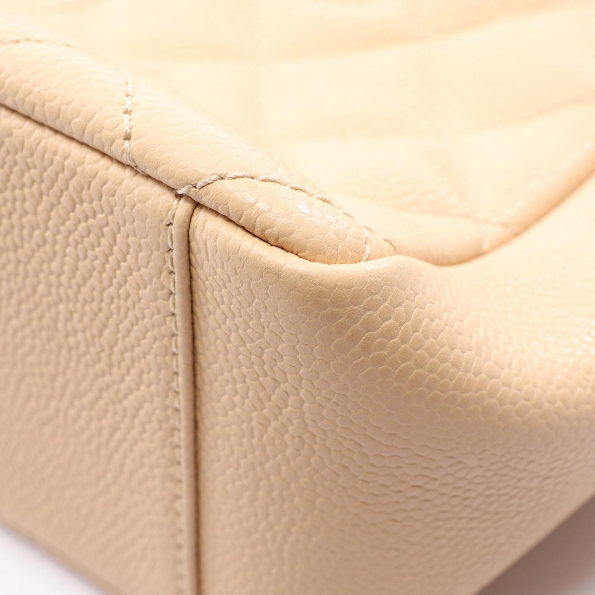 Chanel Beige Grained Calfskin Handbag Tote Bag (Pre-Owned)
