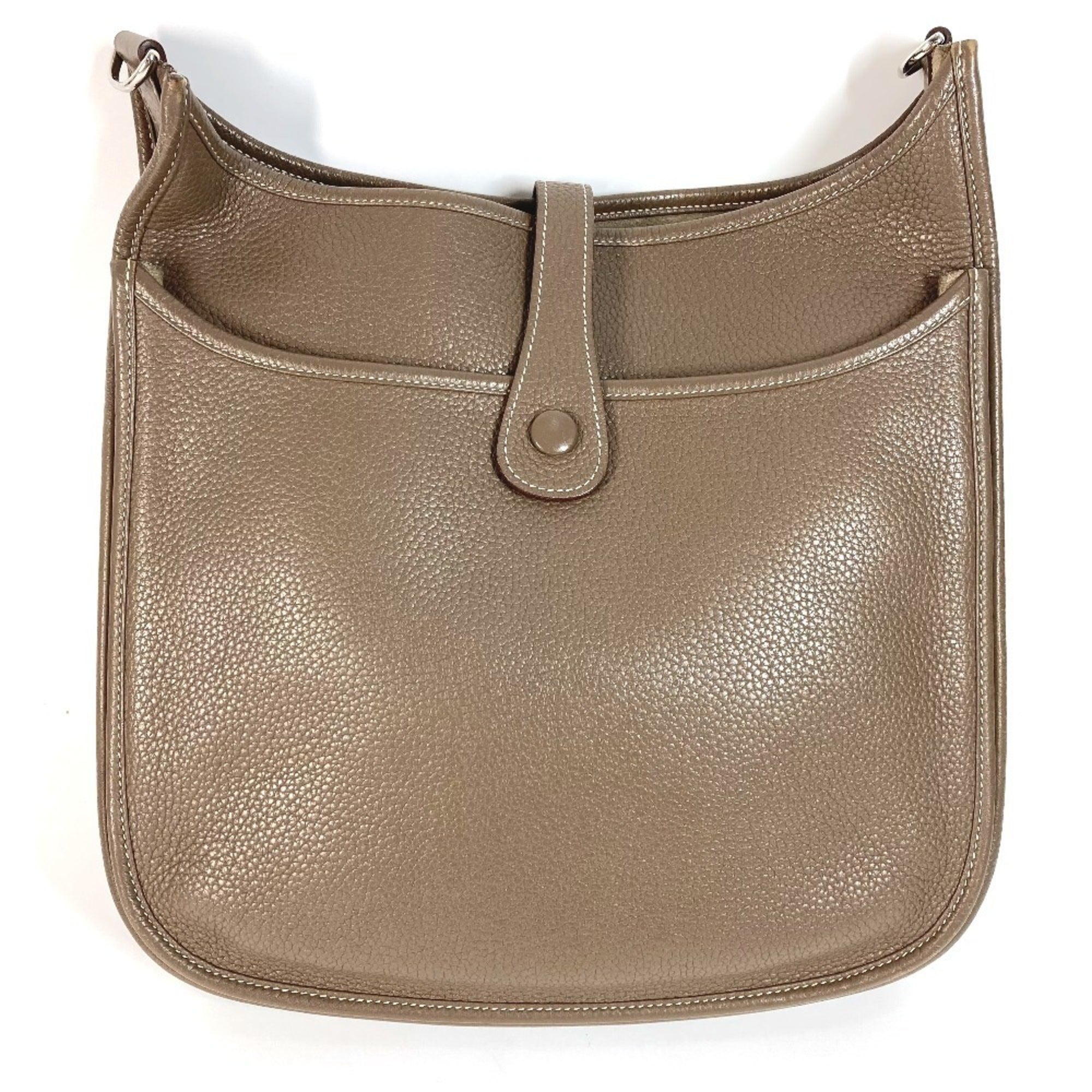 Hermes Etoupe Gray Gray Taurillon Clemence Leather Shoulder Bag (Pre-Owned)