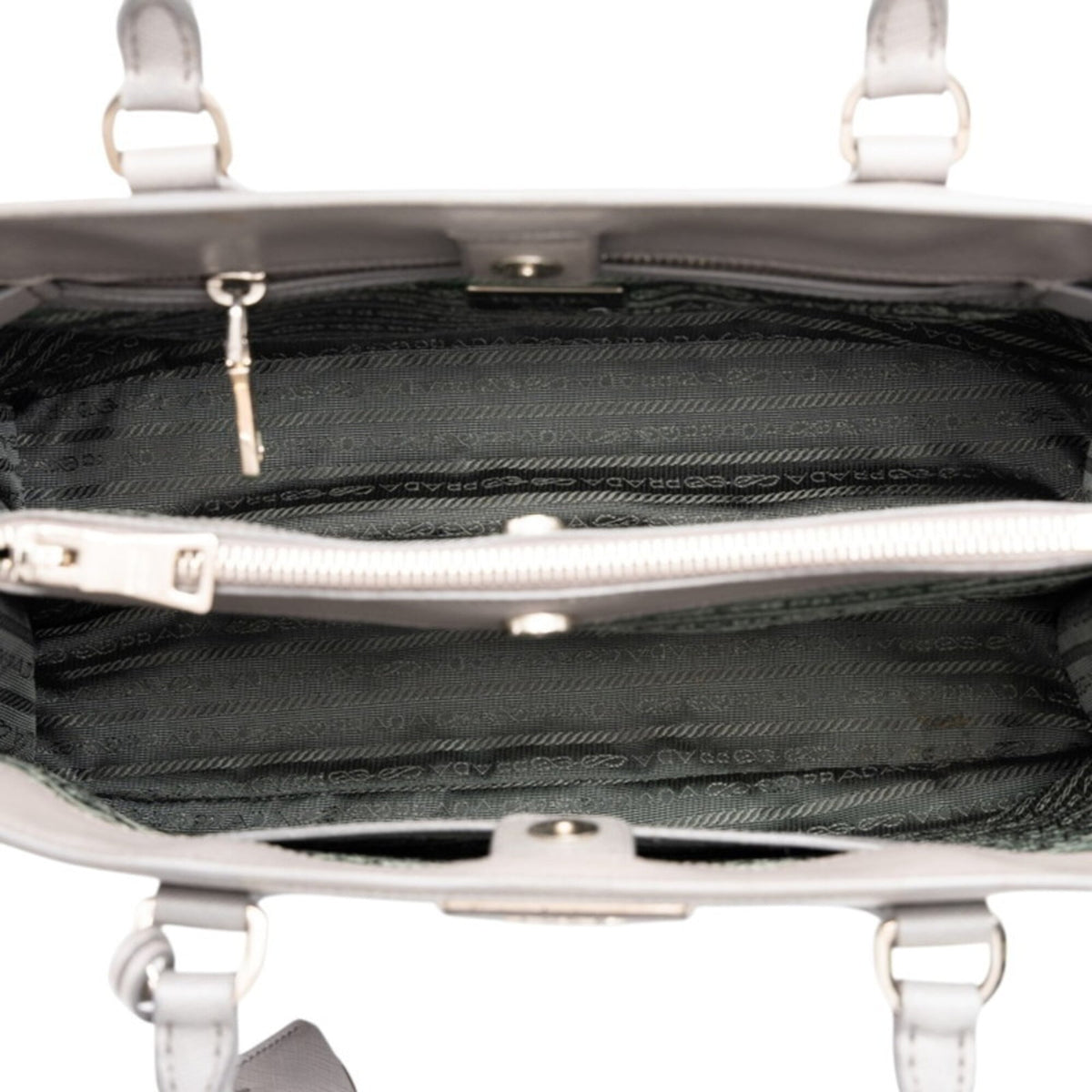 Prada Gray Saffiano Triangle Leather Handbag (Pre-Owned)