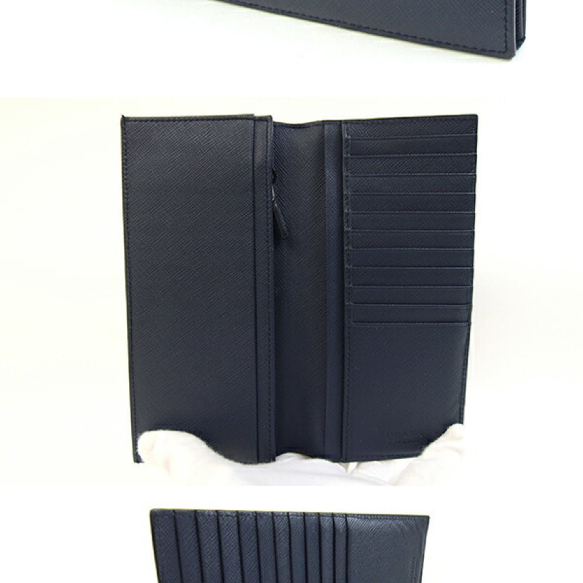 Prada Navy Leather Long Wallet (Bi-Fold) (Pre-Owned)