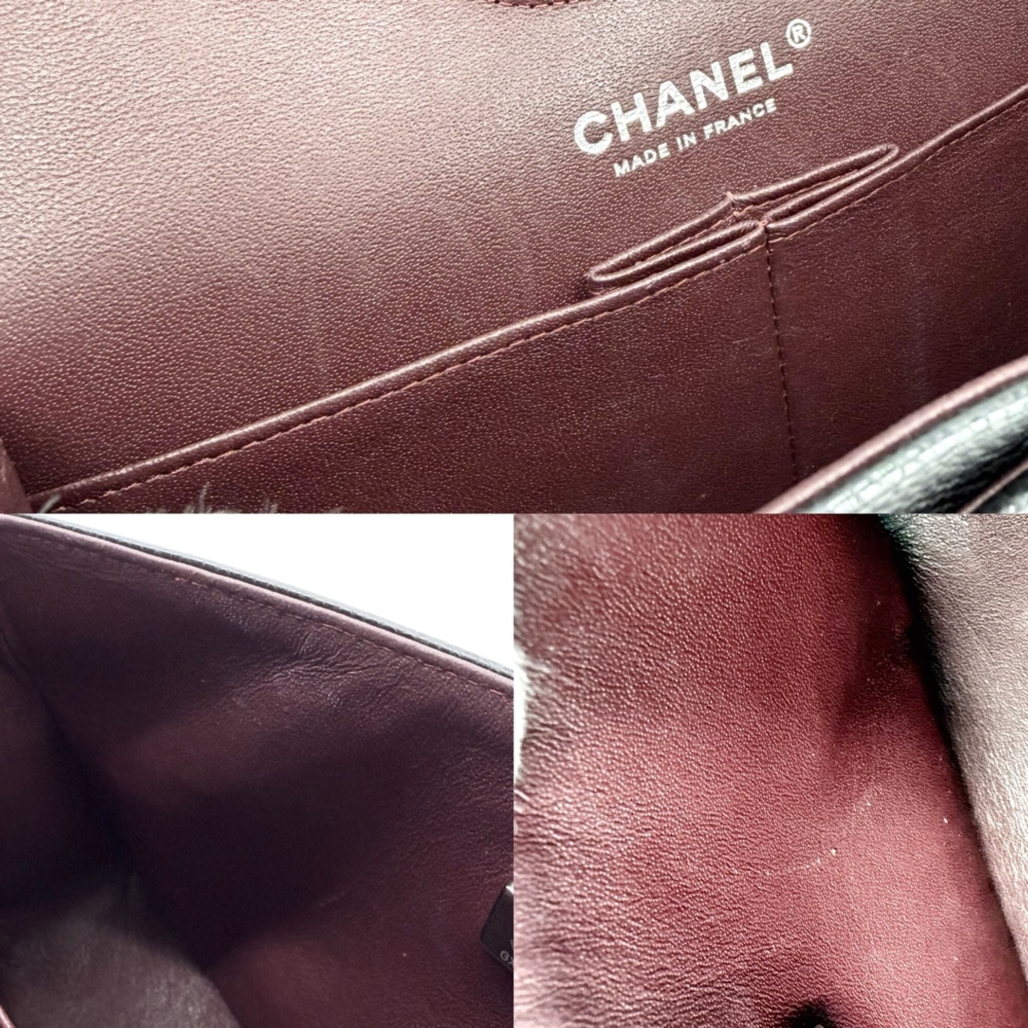 Chanel Black White Grained Calfskin Shoulder Bag (Pre-Owned)
