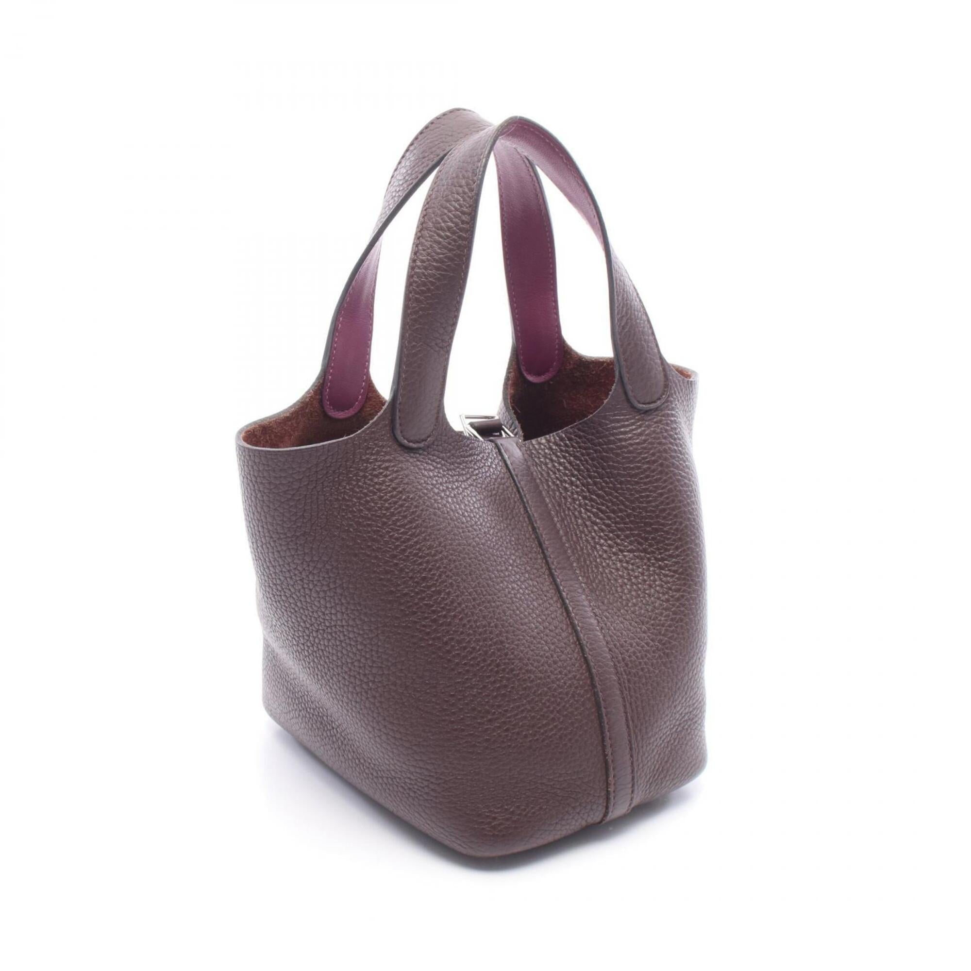 Hermes Brown Purple Taurillon Clemence Leather Swift Leather Handbag (Pre-Owned)
