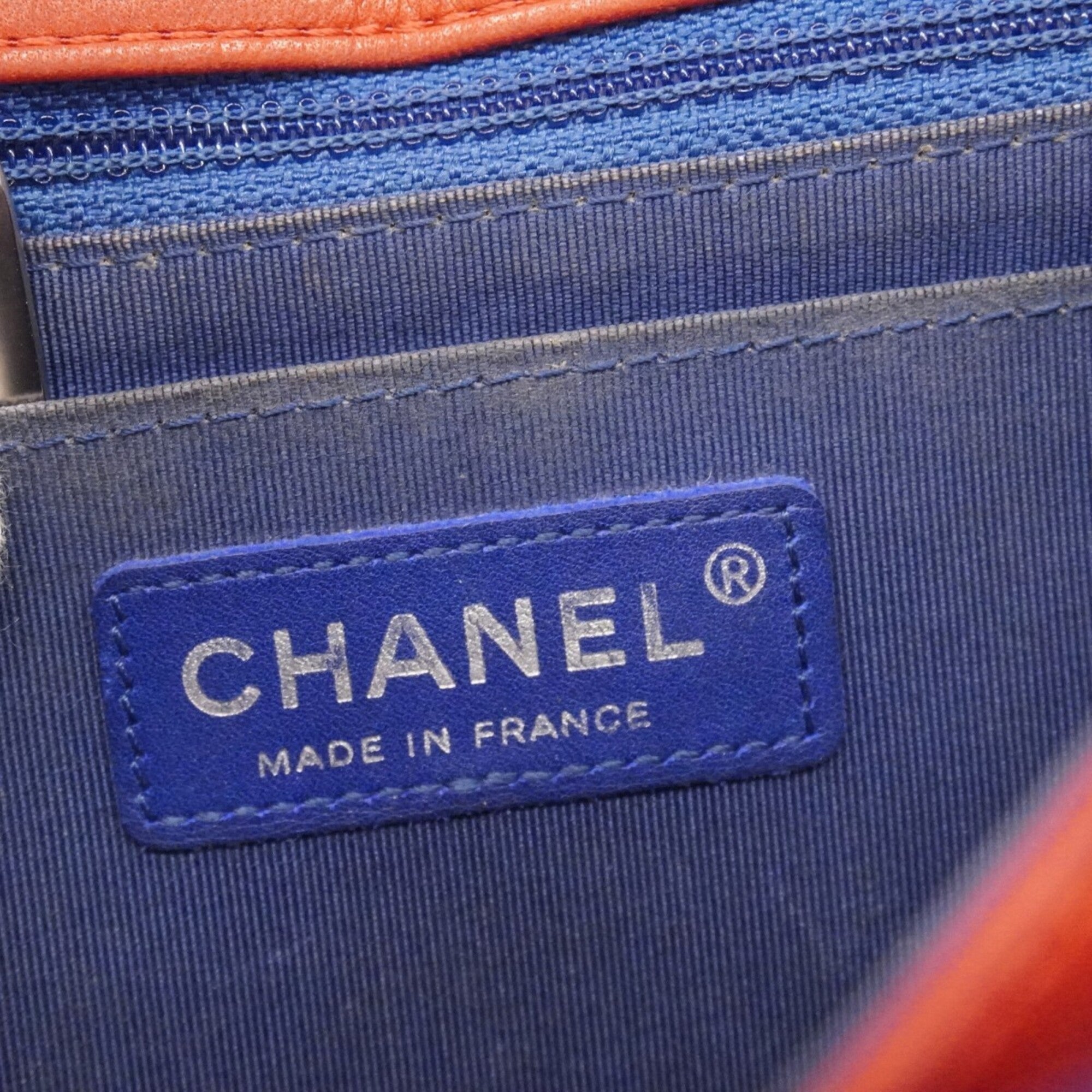 Chanel Navy Red Color Canvas Shoulder Bag (Pre-Owned)