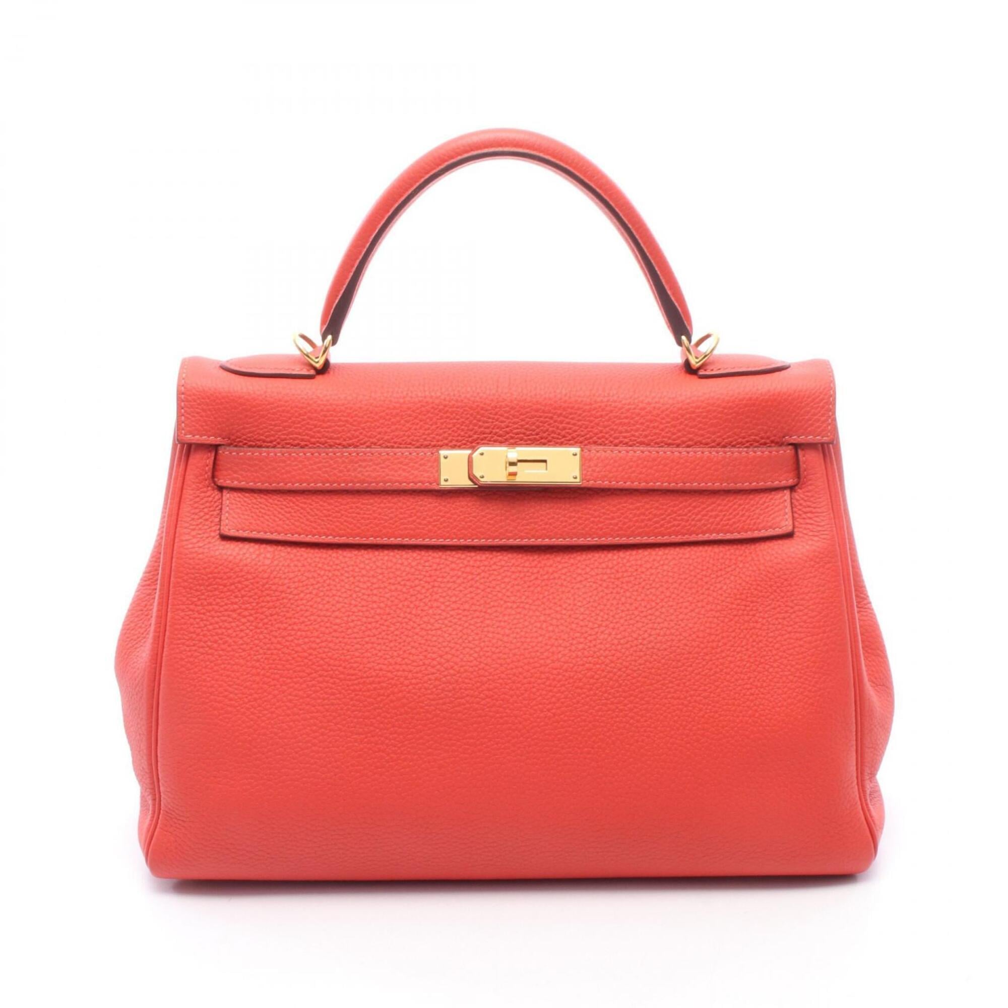 Hermes Red Color Togo Leather Leather Handbag (Pre-Owned)