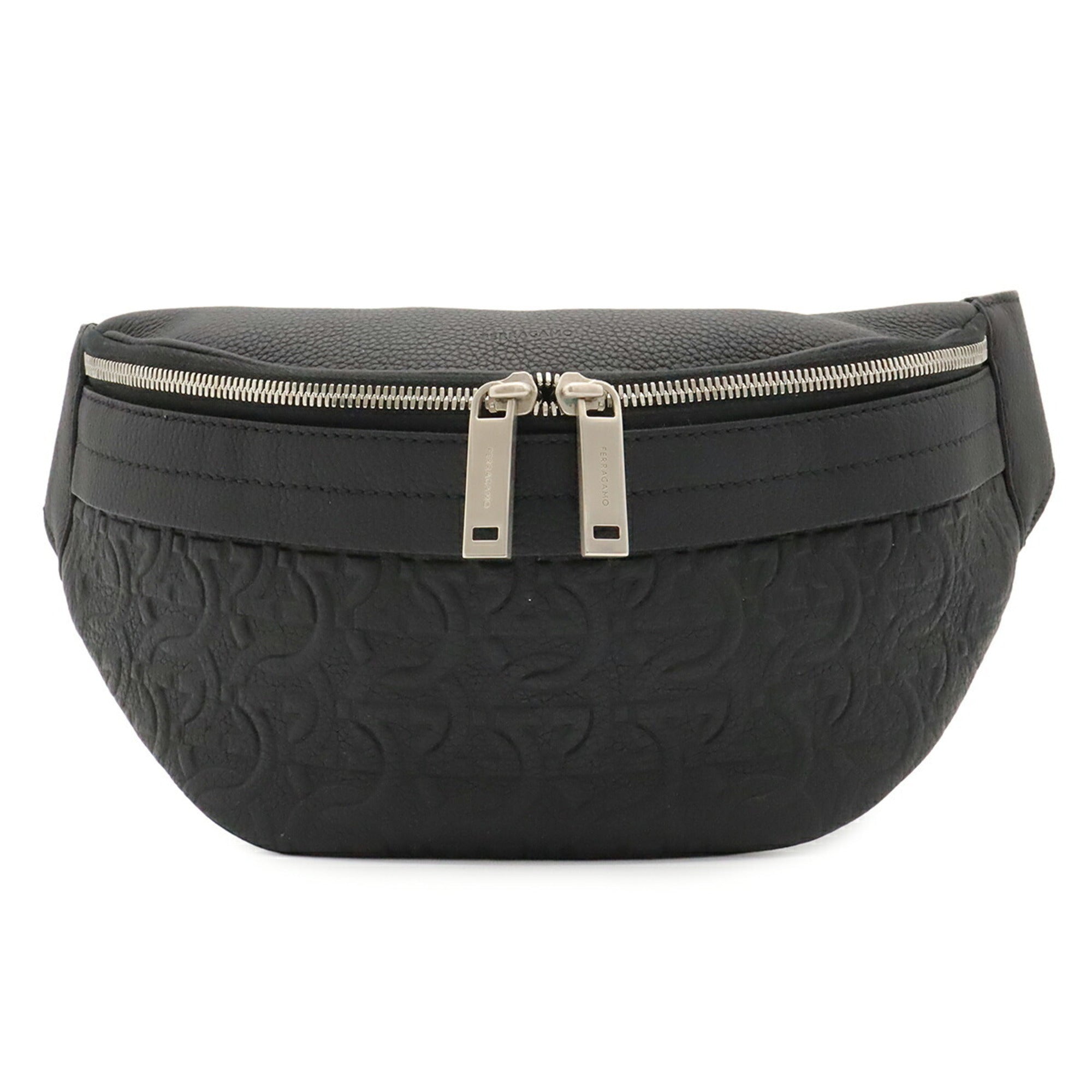 Salvatore Ferragamo Gancini Black Leather Fanny Pack (Pre-Owned)