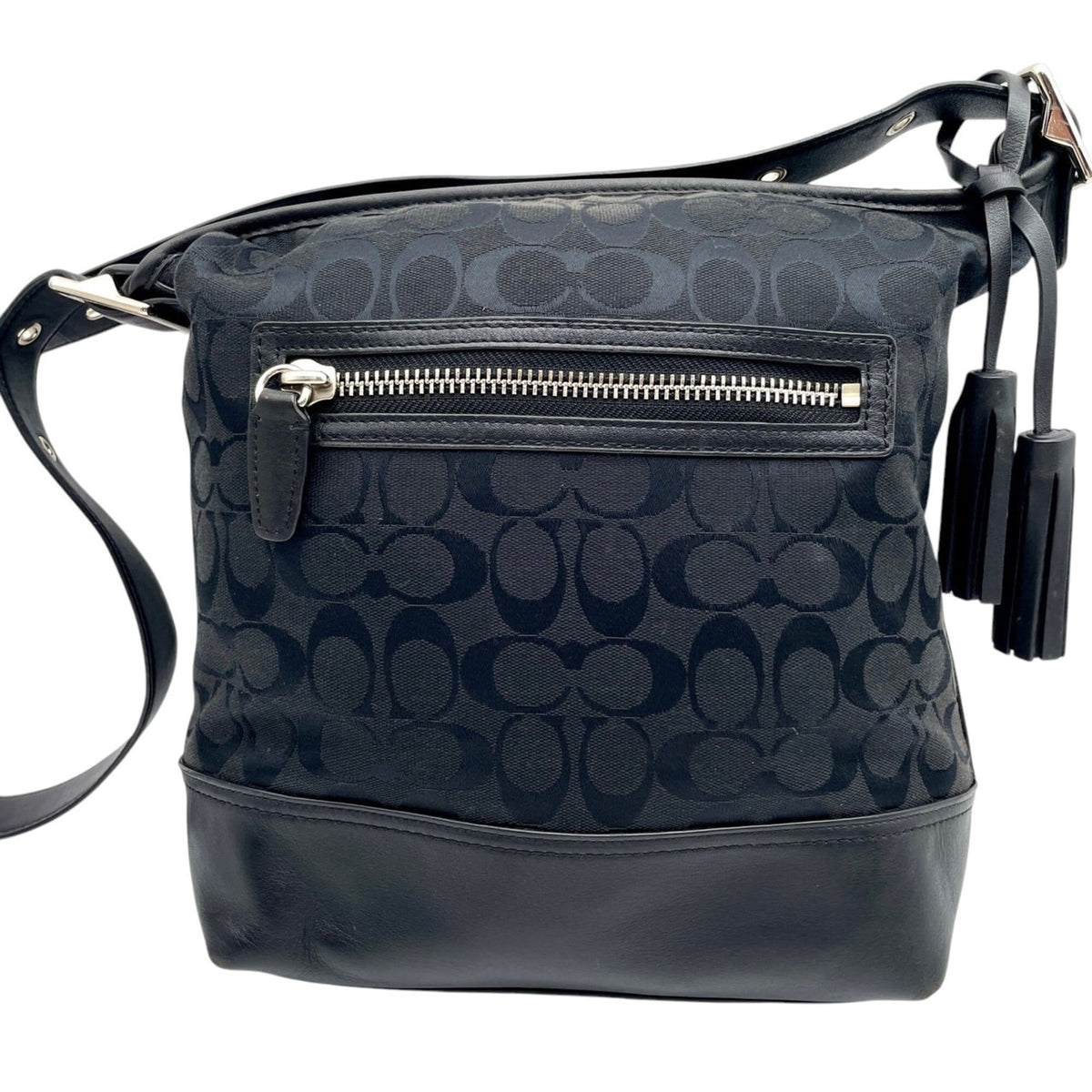 Coach Black Canvas Leather Crossbody Bag Shoulder Bag (Pre-Owned)