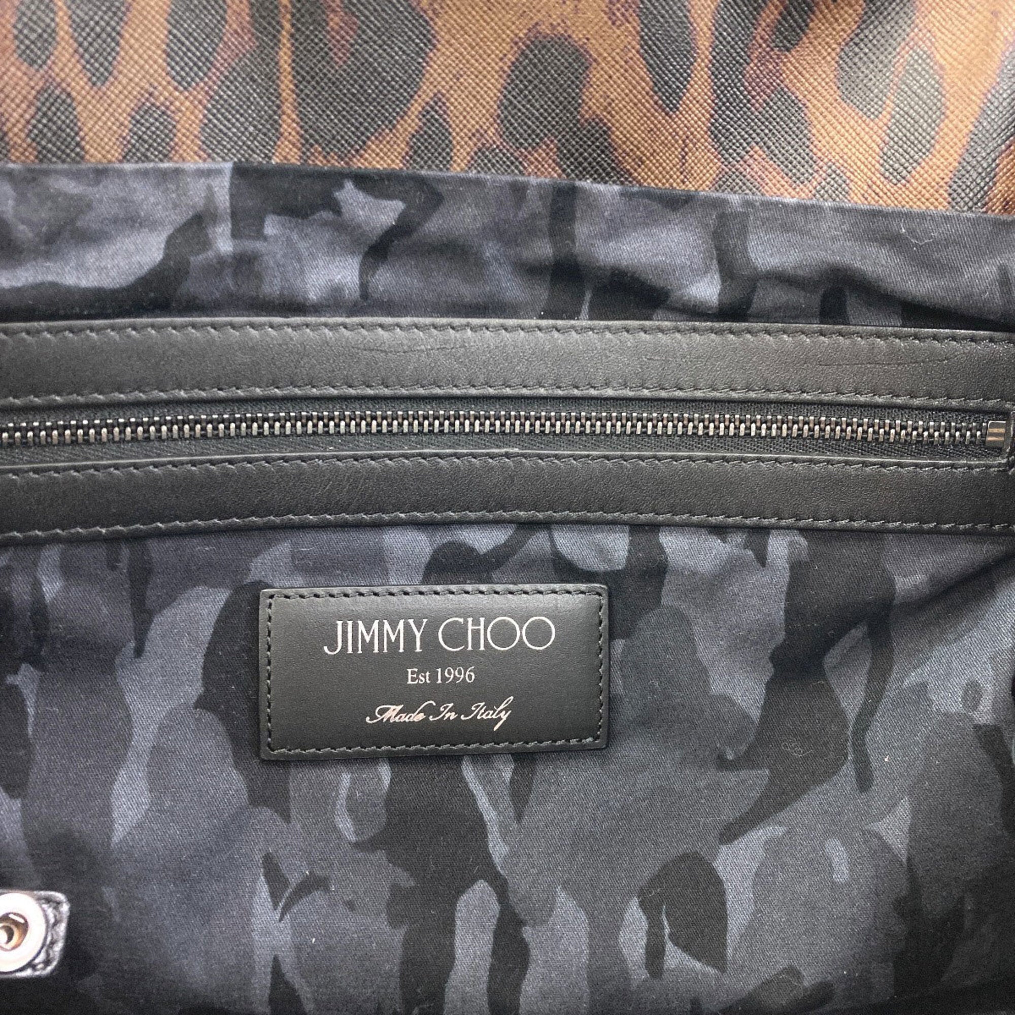 Jimmy Choo Black Brown Leather Tote Bag (Pre-Owned)