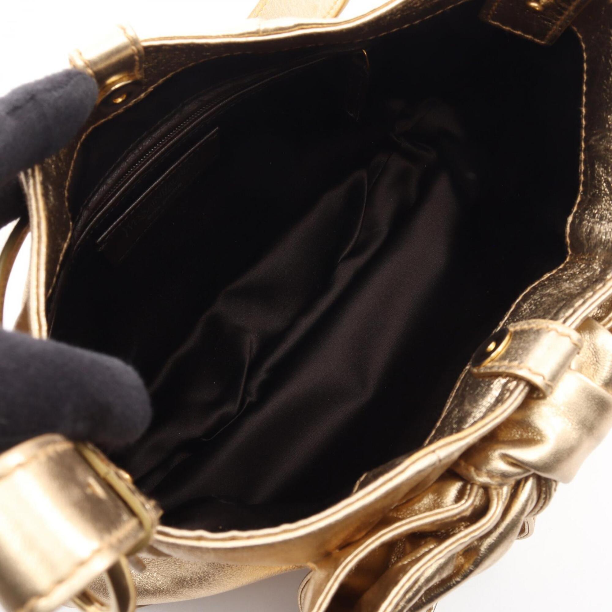Yves Saint Laurent Gold Leather Handbag Shoulder Bag (Pre-Owned)