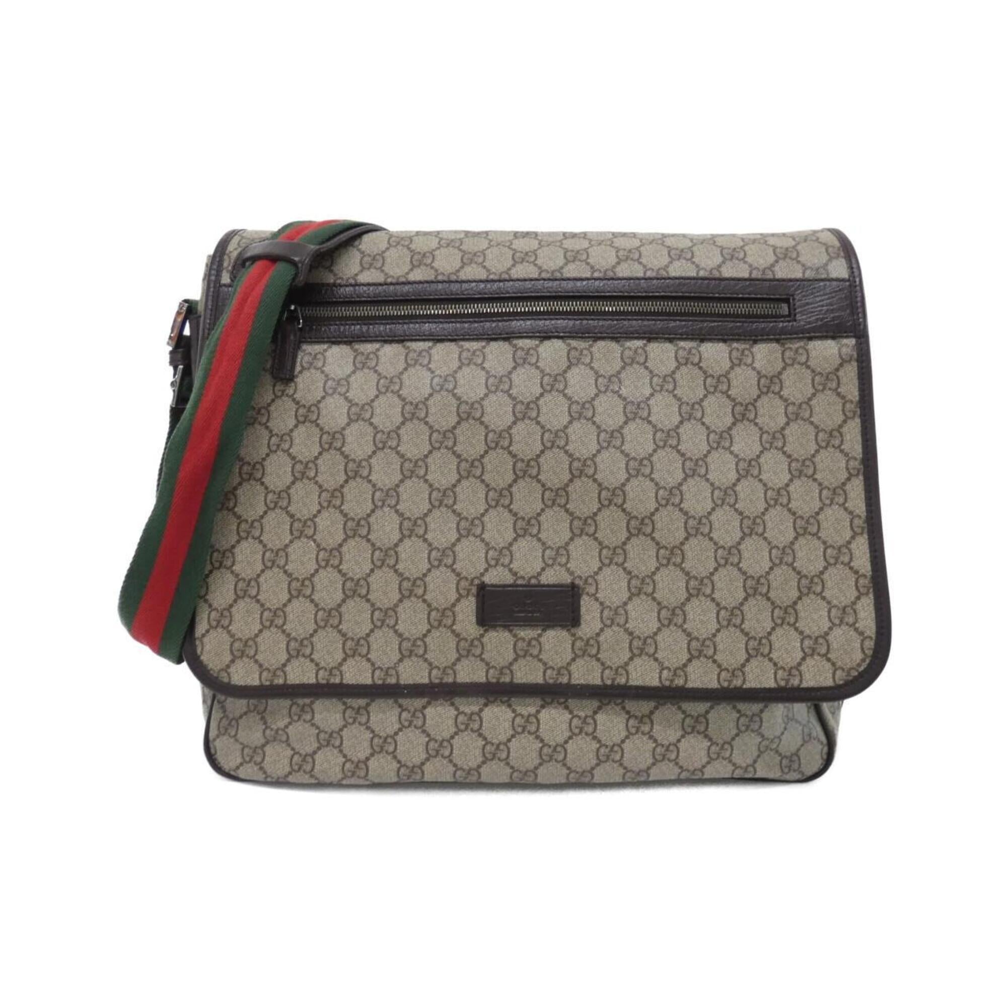 Gucci Beige Dark Brown Gg Plus Shoulder Bag (Pre-Owned)