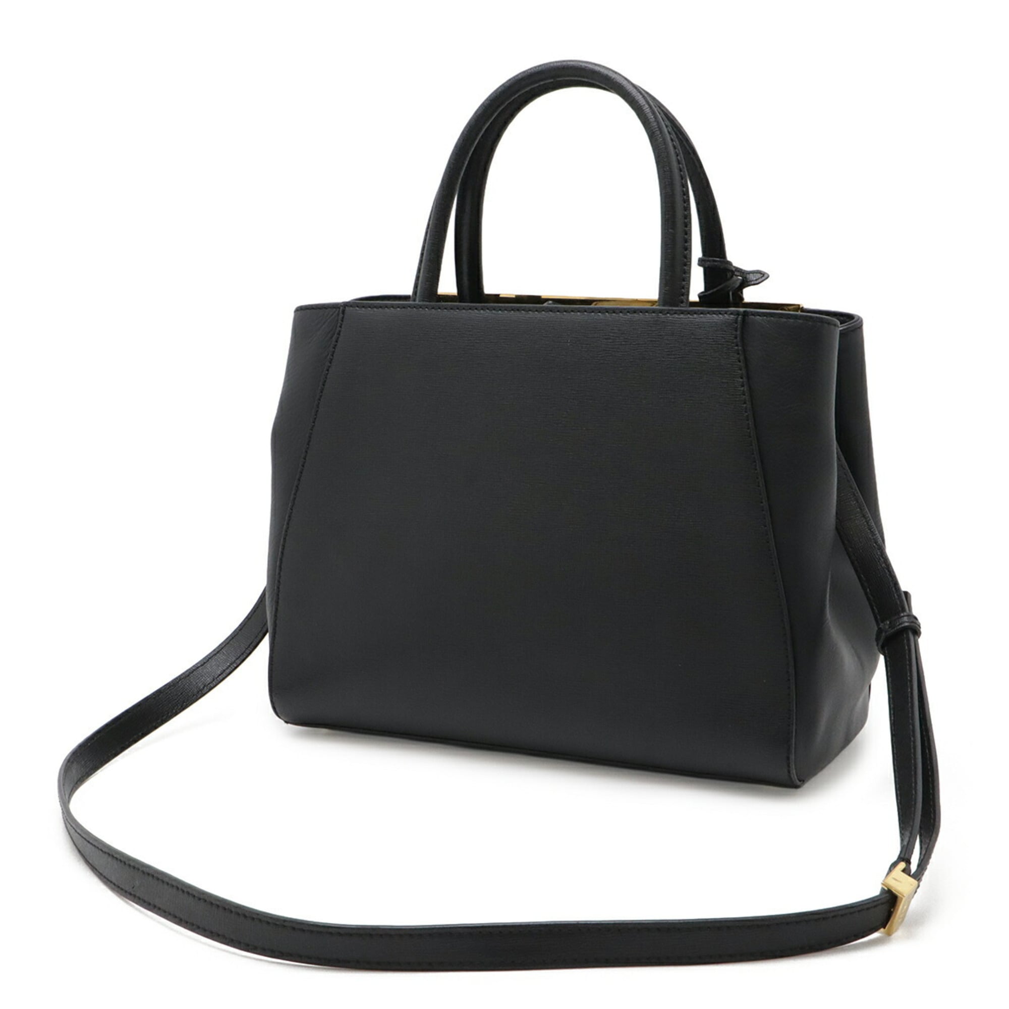 Fendi Black Leather Handbag Shoulder Bag Tote Bag (Pre-Owned)